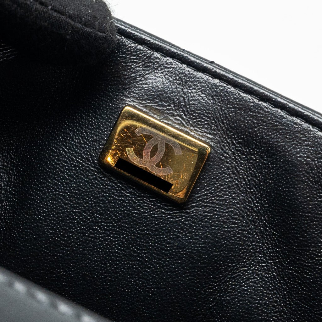 CHANEL MINI SQUARE FLAP BAG LAMBSKIN BLACK LGHW (MICROCHIP)