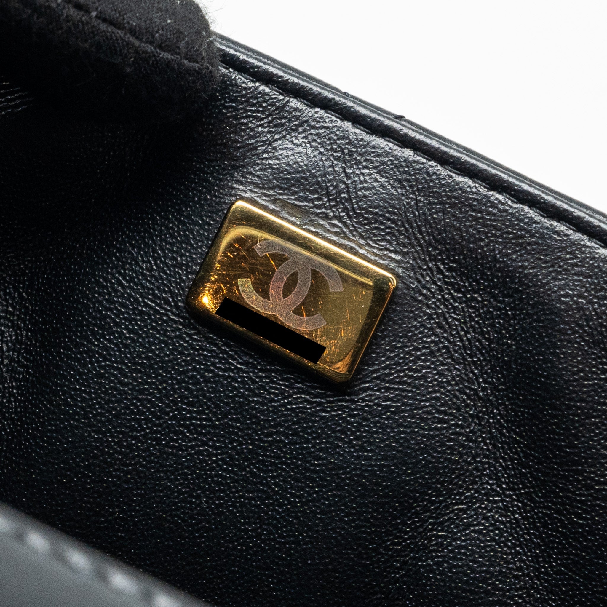 CHANEL MINI SQUARE FLAP BAG LAMBSKIN BLACK LGHW (MICROCHIP)