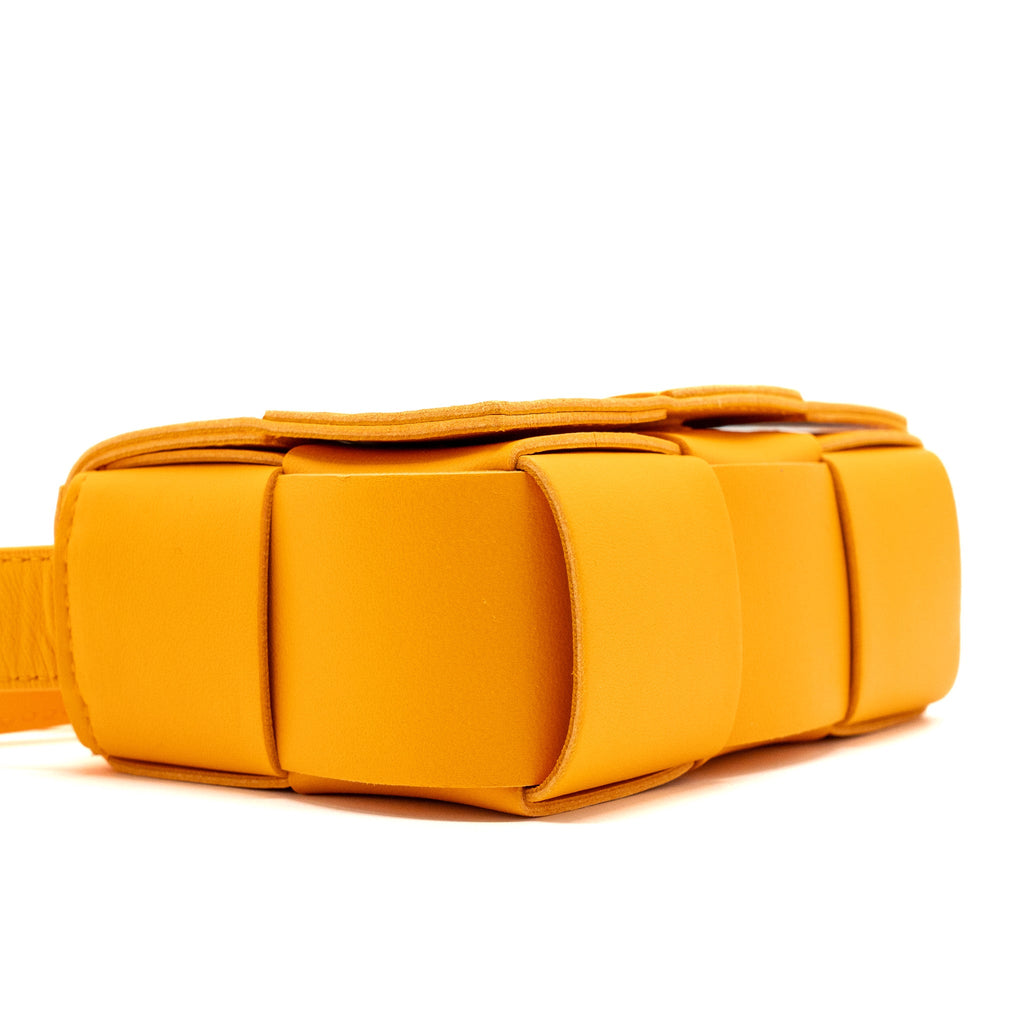 BOTTEGA VENETA MINI CASSETTE CROSSBODY BAG LAMBSKIN ORANGE GHW