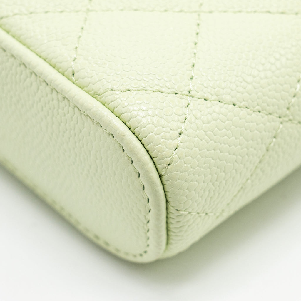 CHANEL MINI VERTICAL VANITY WITH CHAIN CAVIAR LIGHT GREEN LGHW