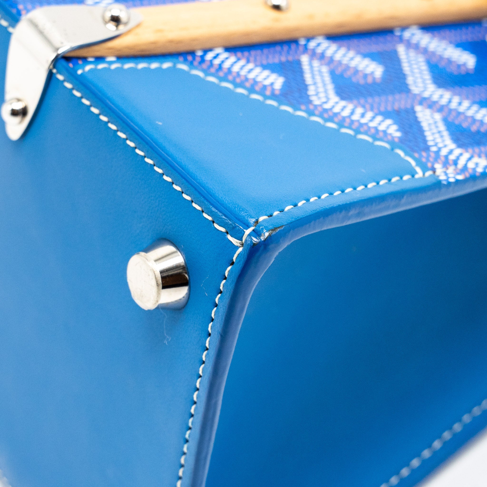 GOYARD STRUCTURE SAIGON PM BAG CANVAS/CALFSKIN BLUE SHW