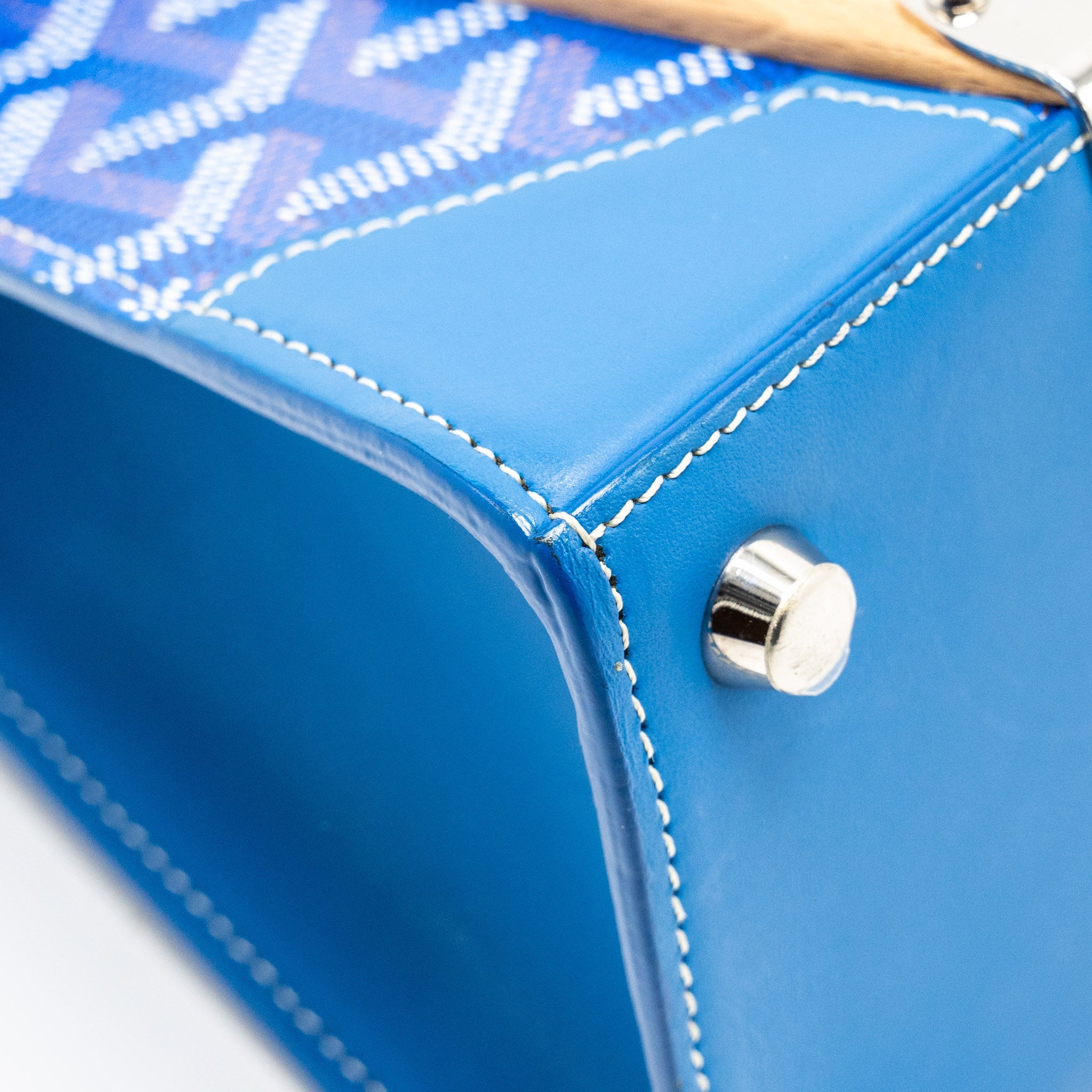 GOYARD STRUCTURE SAIGON PM BAG CANVAS/CALFSKIN BLUE SHW