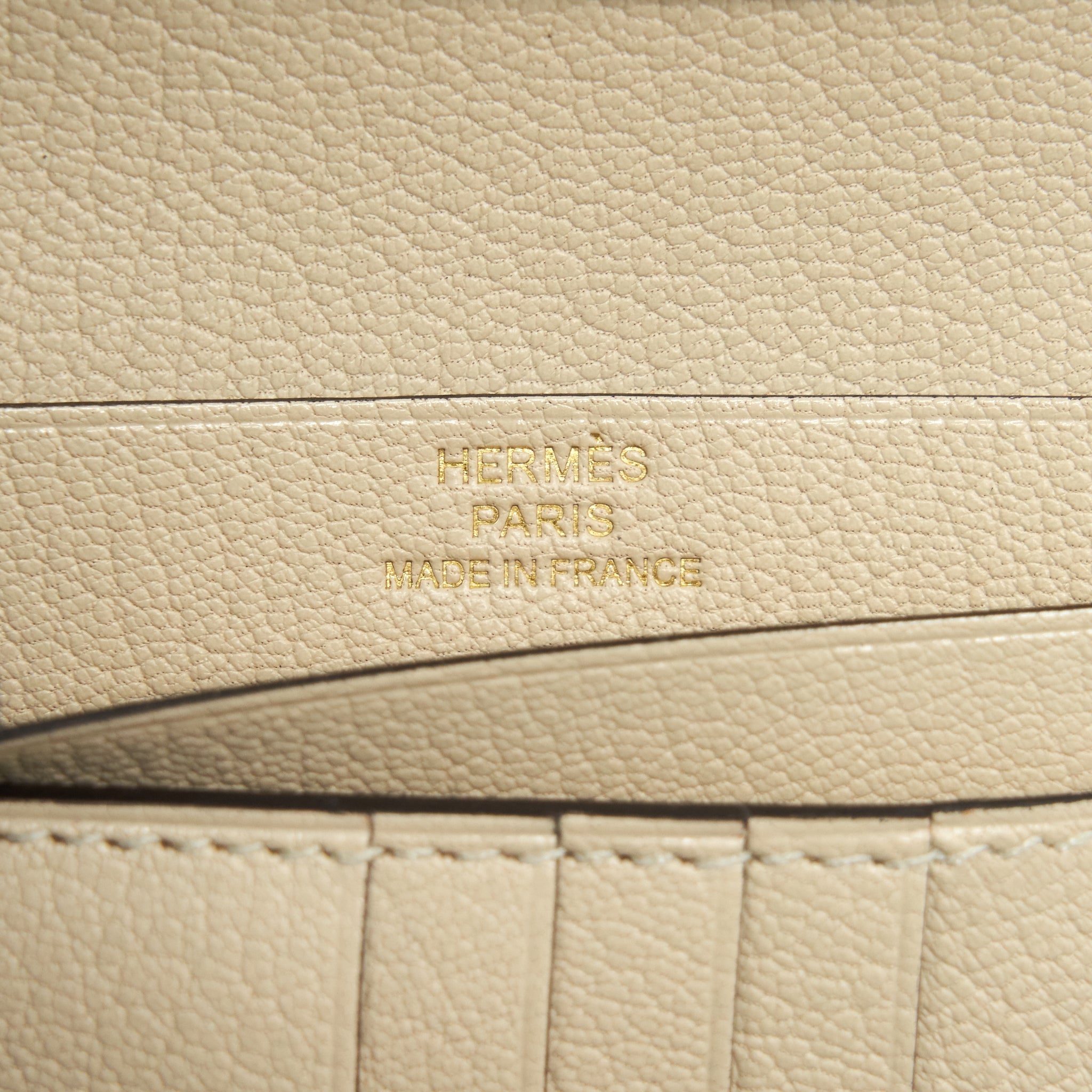 HERMES OSTRICH BEARN COMPACT WALLET 3C PARCHEMIN GHW