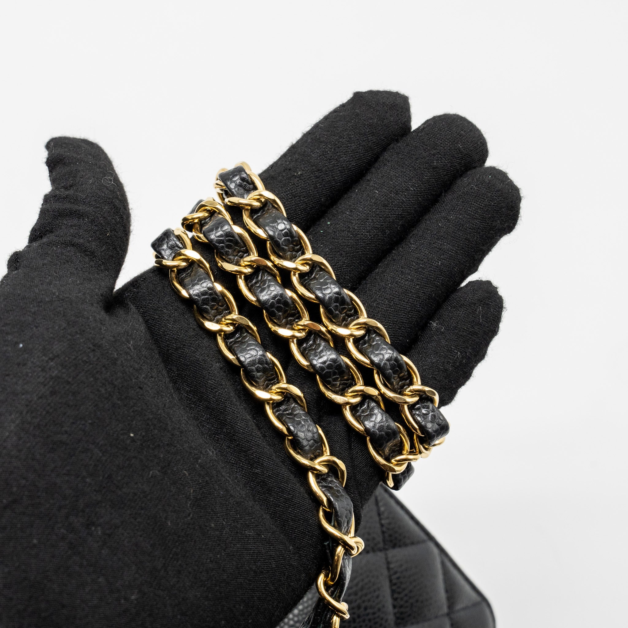 CHANEL MEDIUM CLASSIC DOUBLE FLAP BAG CAVIAR BLACK GHW (MICROCHIP)
