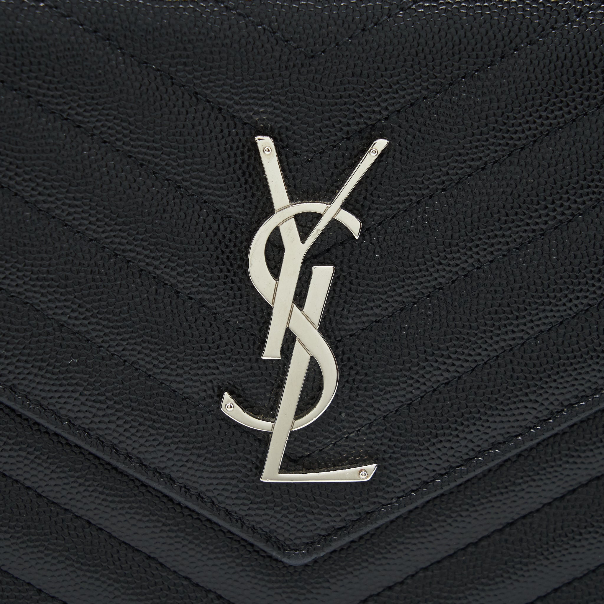 SAINT LAURENT/YSL CHAIN WALLET CROSSBODY BAG GRAIN CALFSKIN BLACK SHW