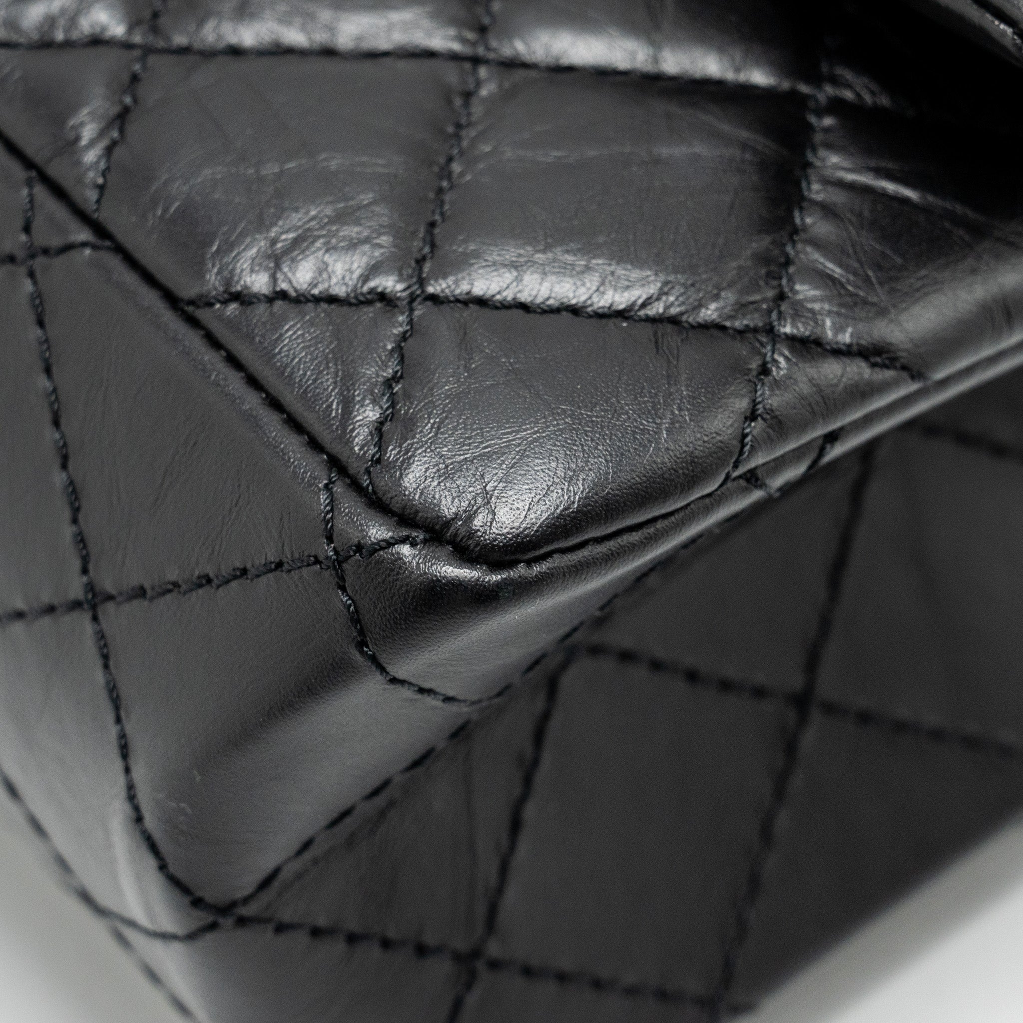 CHANEL LARGE 2.55 REISSUE FLAP BAG AGED CALFSKIN BLACK GHW