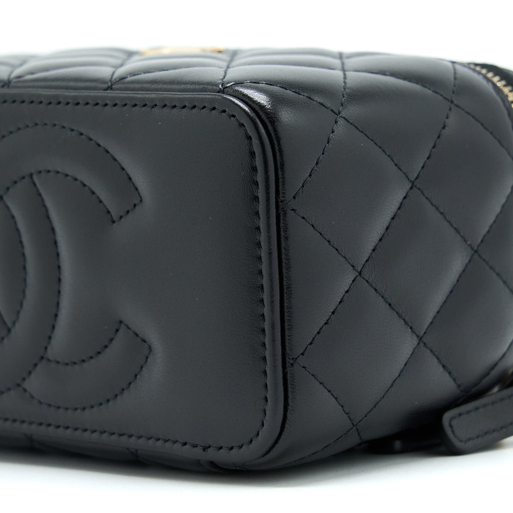 CHANEL LONG VANITY WITH DETAILED CHAIN LAMBSKIN BLACK GHW