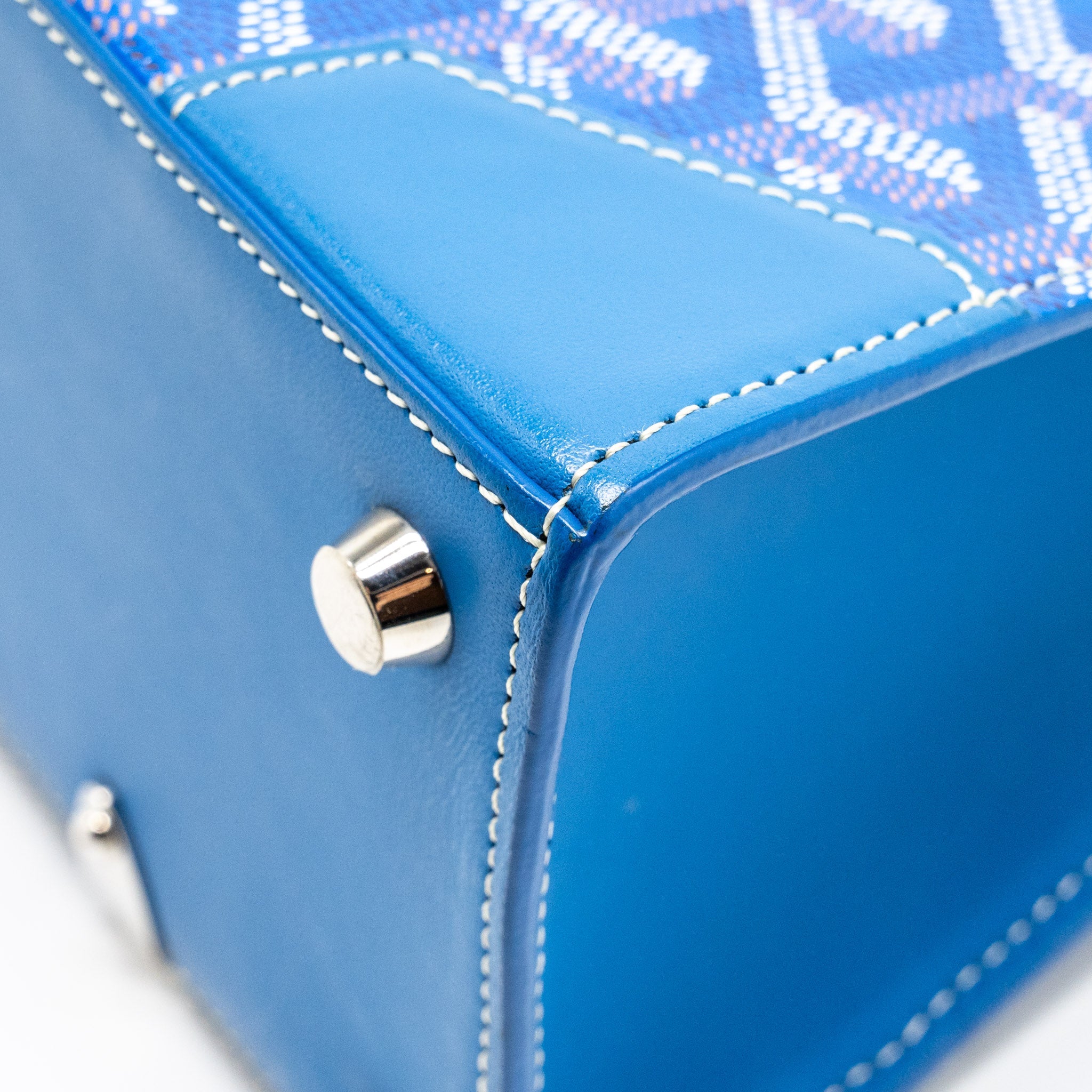 GOYARD STRUCTURE SAIGON PM BAG CANVAS/CALFSKIN BLUE SHW