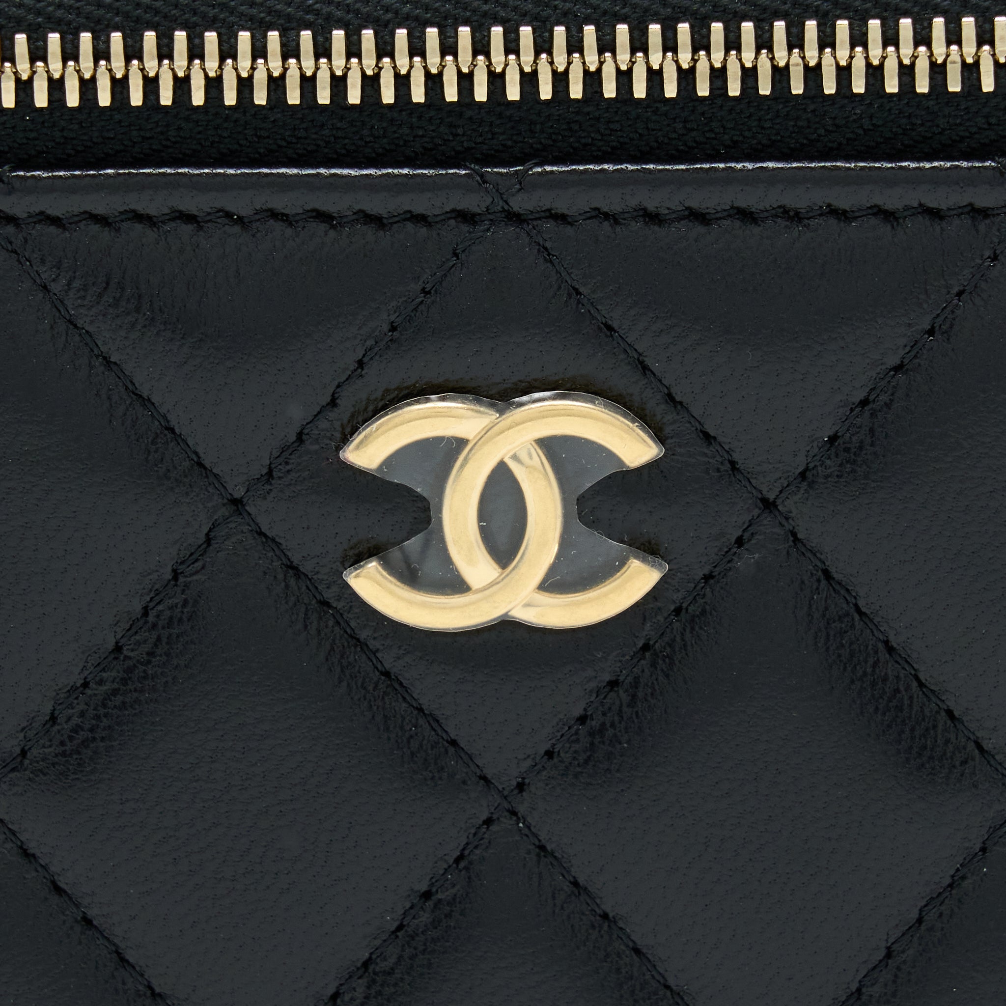 CHANEL LONG VANITY WITH DETAILED CHAIN LAMBSKIN BLACK GHW