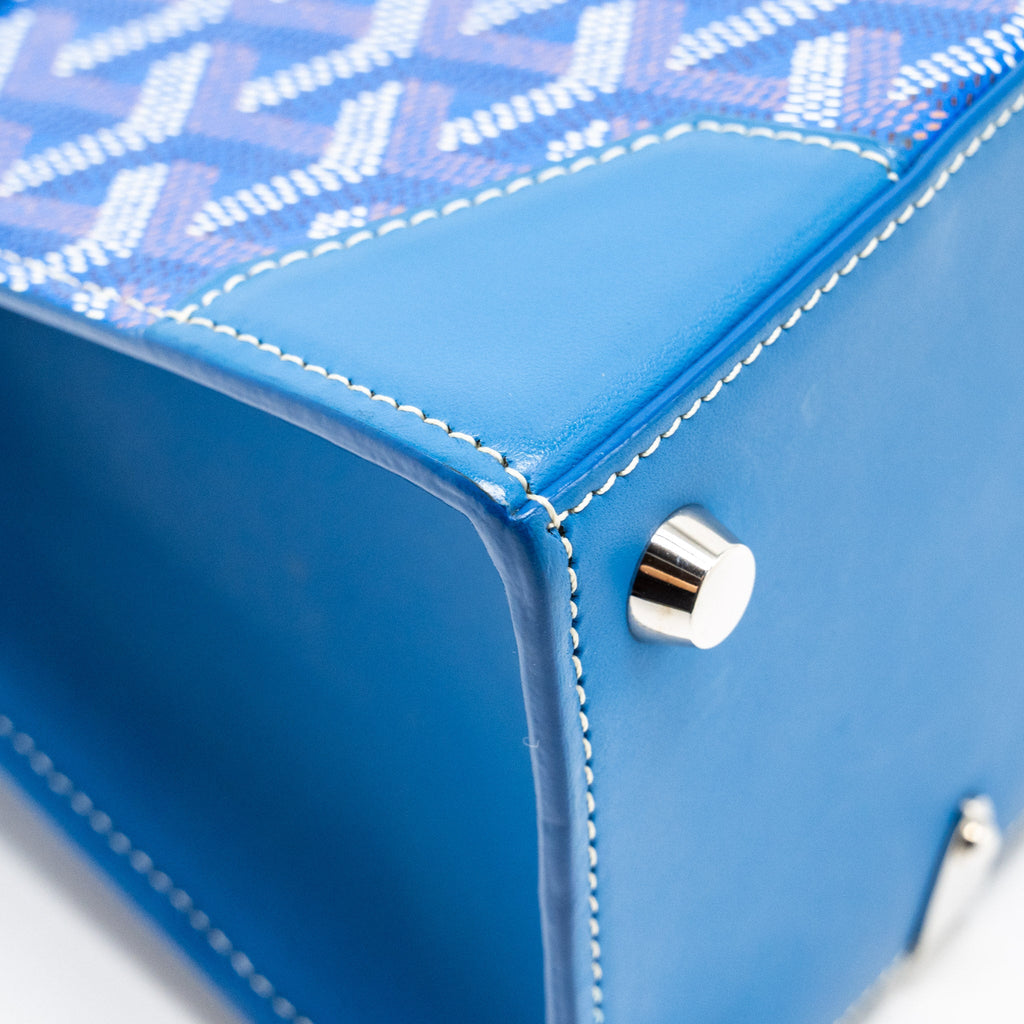 GOYARD STRUCTURE SAIGON PM BAG CANVAS/CALFSKIN BLUE SHW