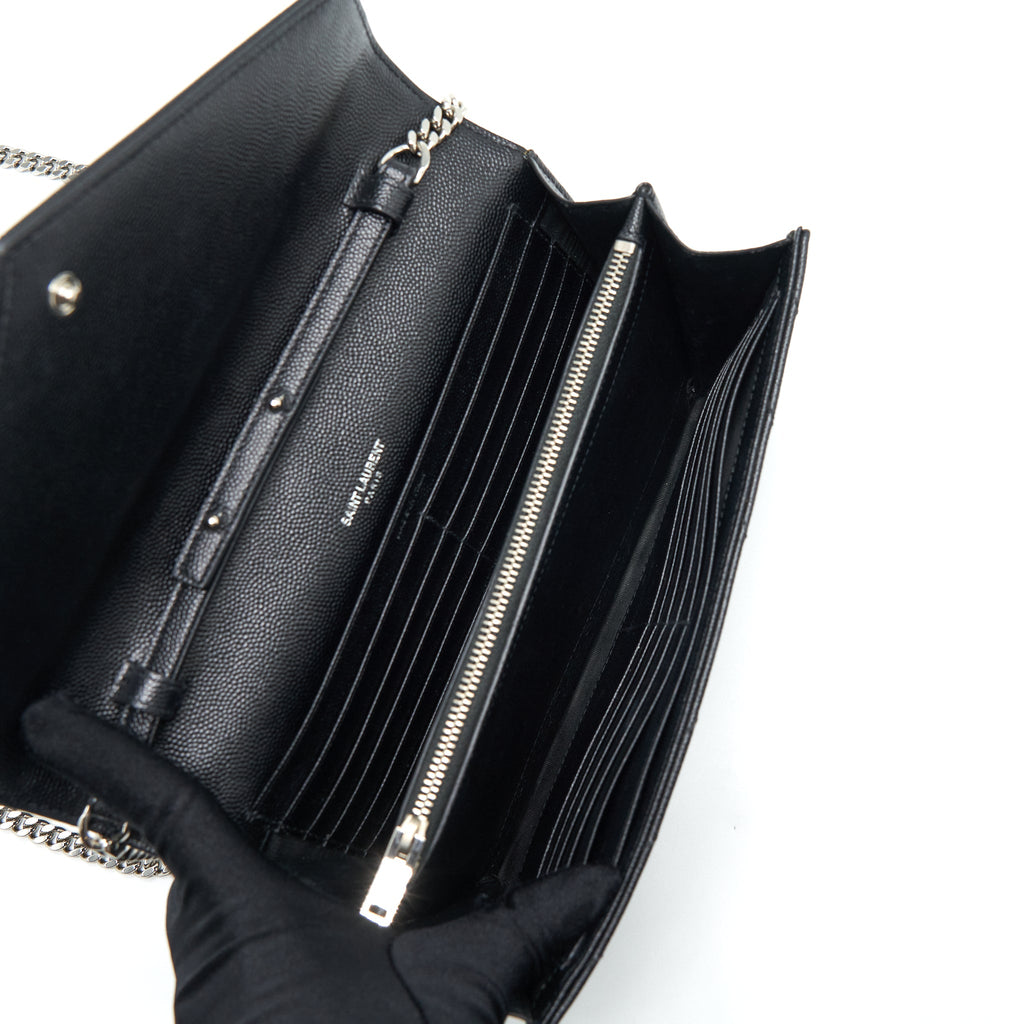 SAINT LAURENT/YSL CHAIN WALLET CROSSBODY BAG GRAIN CALFSKIN BLACK SHW