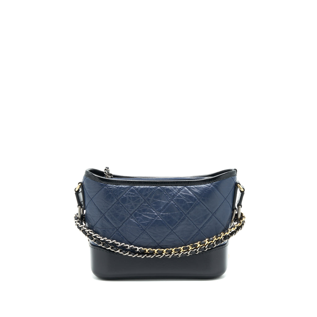 CHANEL SMALL GABRIELLE HOBO BAG BLACK/ NAVY GHW