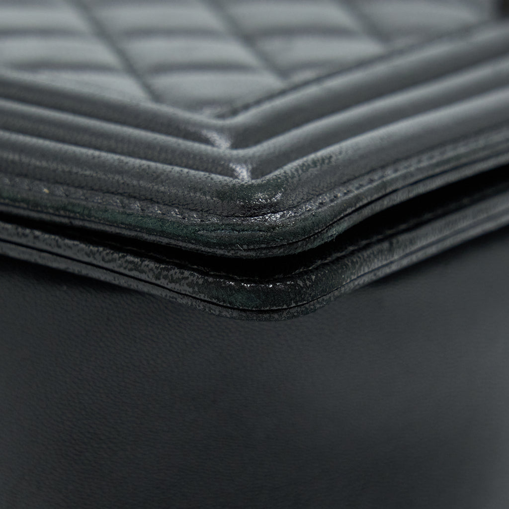 CHANEL MEDIUM BOY BAG LAMBSKIN BLACK RUTHENIUM SHW