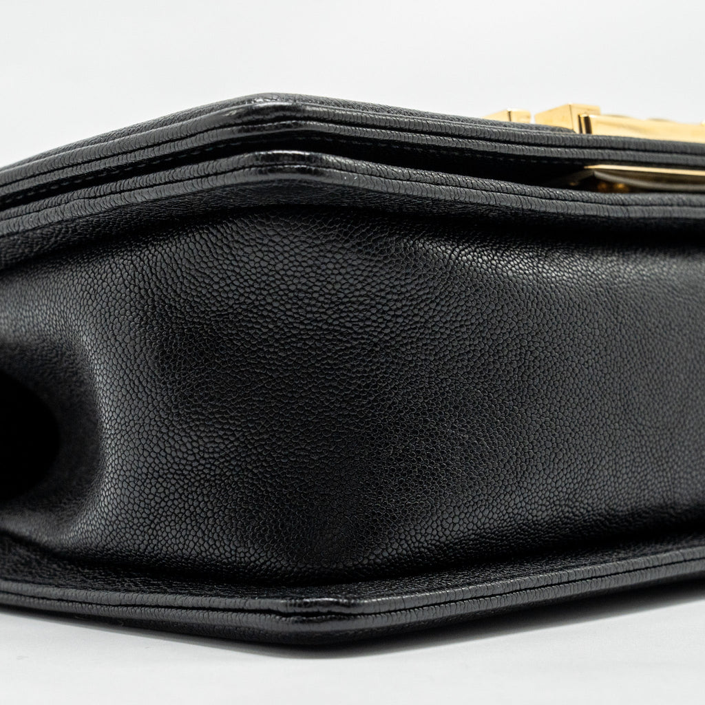 CHANEL CHEVRON SMALL BOY BAG CAVIAR BLACK GHW