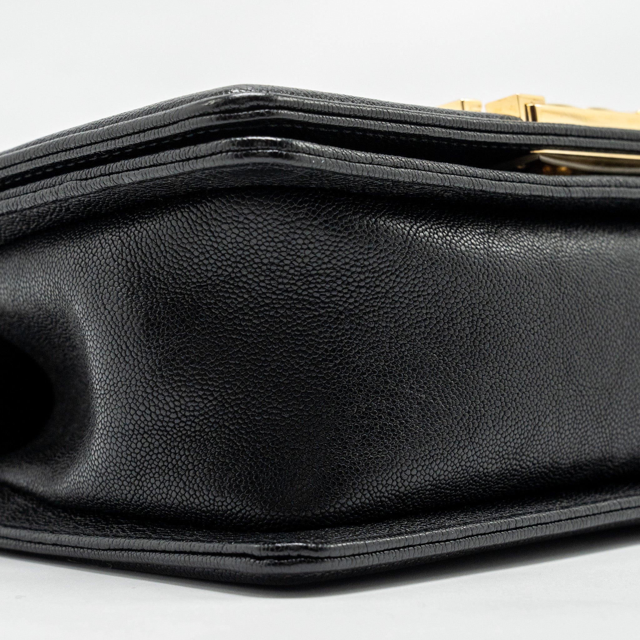CHANEL CHEVRON SMALL BOY BAG CAVIAR BLACK GHW