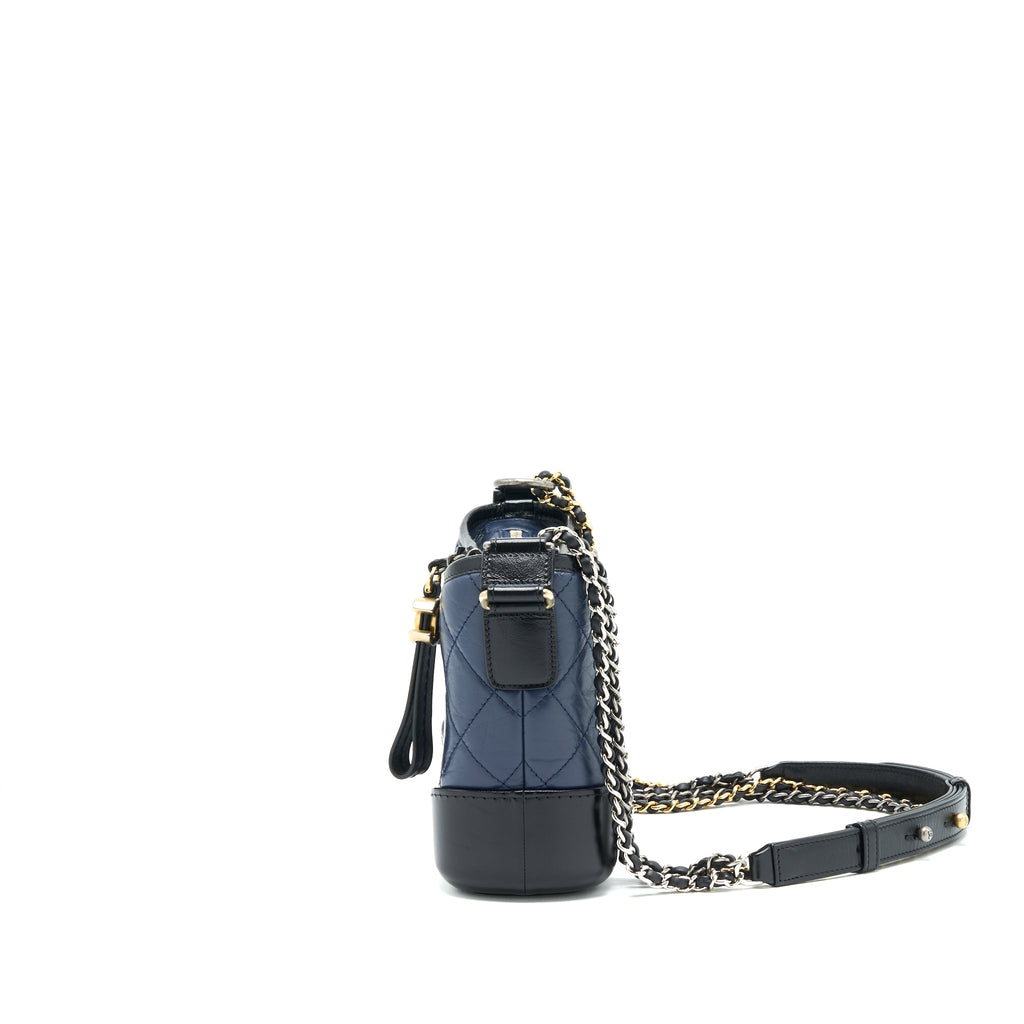 CHANEL SMALL GABRIELLE HOBO BAG BLACK/ NAVY GHW