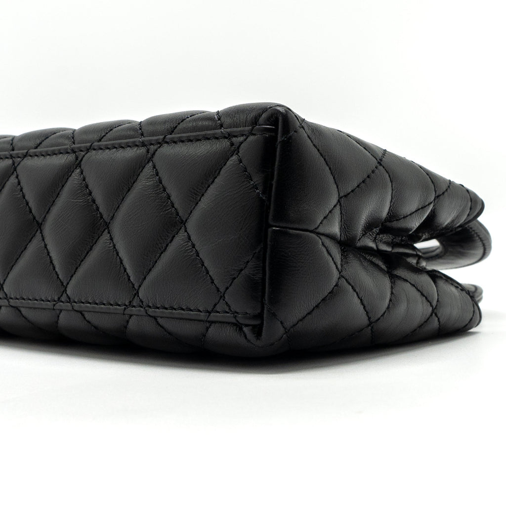 CHANEL 23K MINI SHOPPING BAG CALFSKIN BLACK BRUSHED GHW(MICROCHIP)