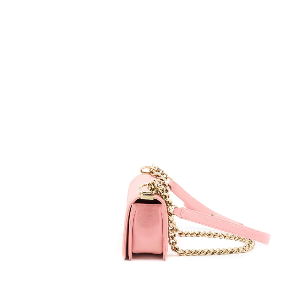 CHANEL SMALL BOY BAG CAVIAR PINK LGHW