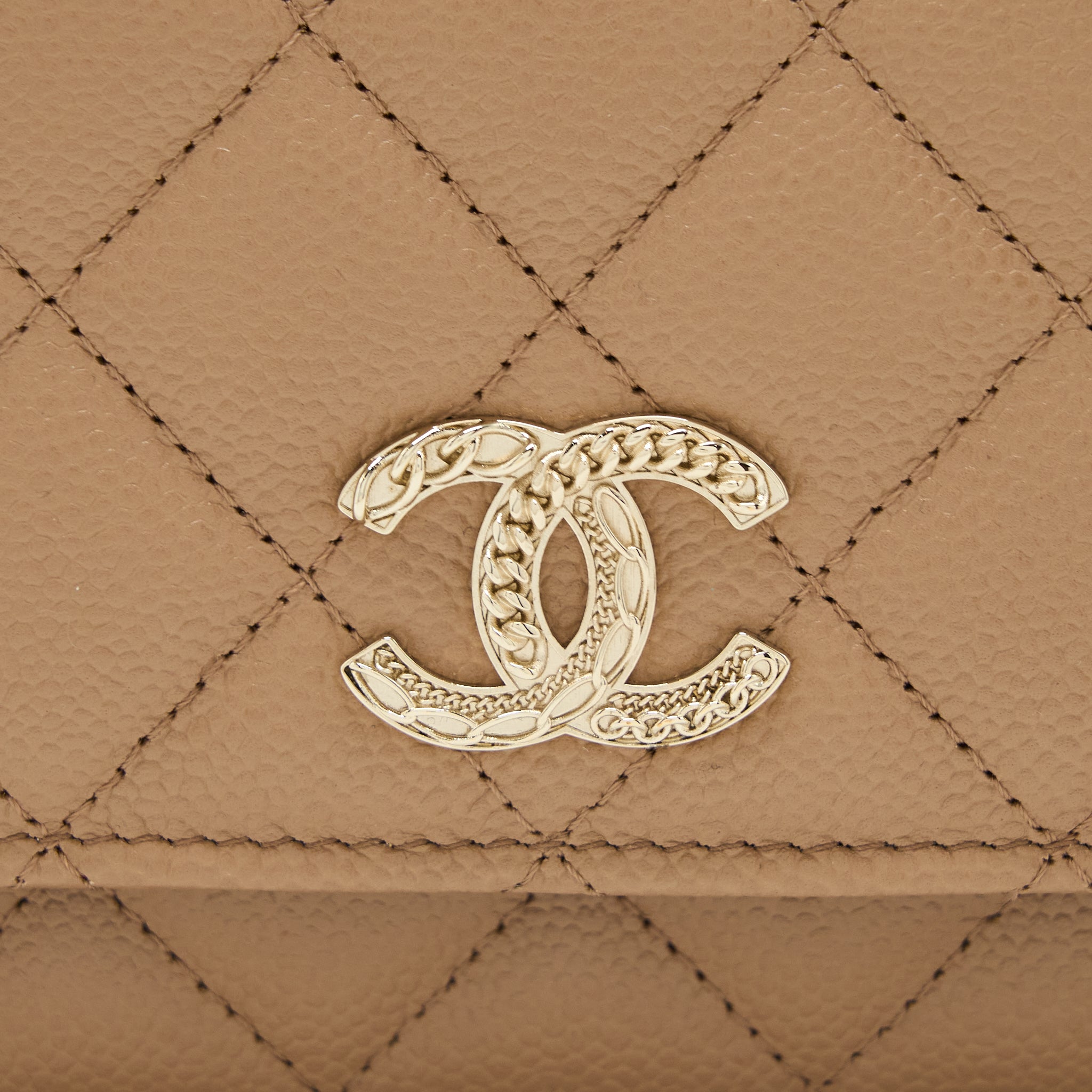 CHANEL 22K WALLET ON CHAIN CAVIAR DARK BEIGE LGHW (MICROCHIP)