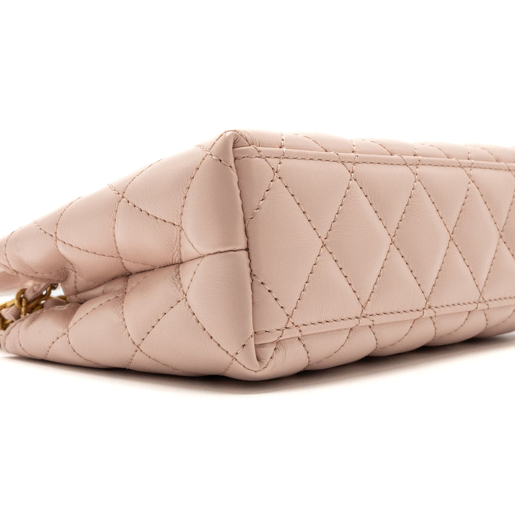 CHANEL 23K MINI SHOPPING BAG CALFSKIN LIGHT PINK  BRUSHED GHW(MICROCHIP)
