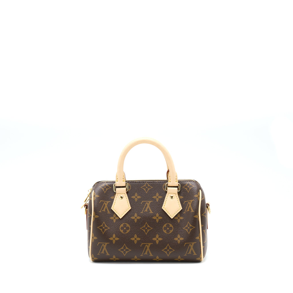 LOUIS VUITTON SPEEDY BANDOULIERE 20 MONOGRAM CANVAS WITH BLACK STRAP GHW