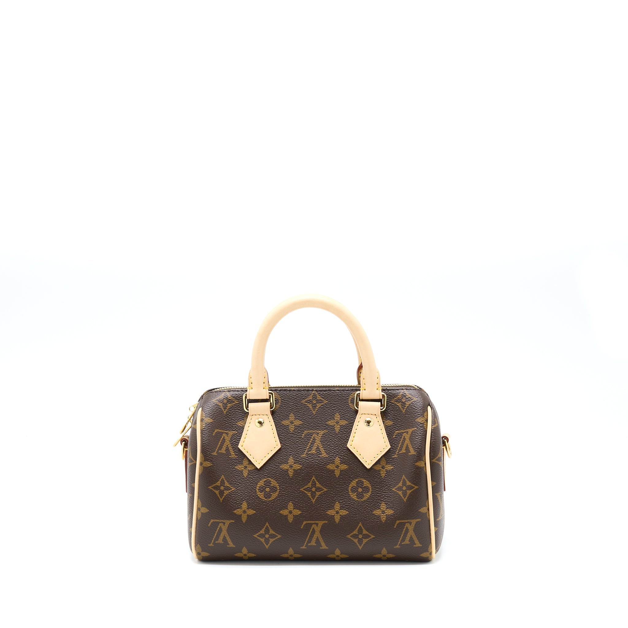 LOUIS VUITTON SPEEDY BANDOULIERE 20 MONOGRAM CANVAS WITH BLACK STRAP GHW