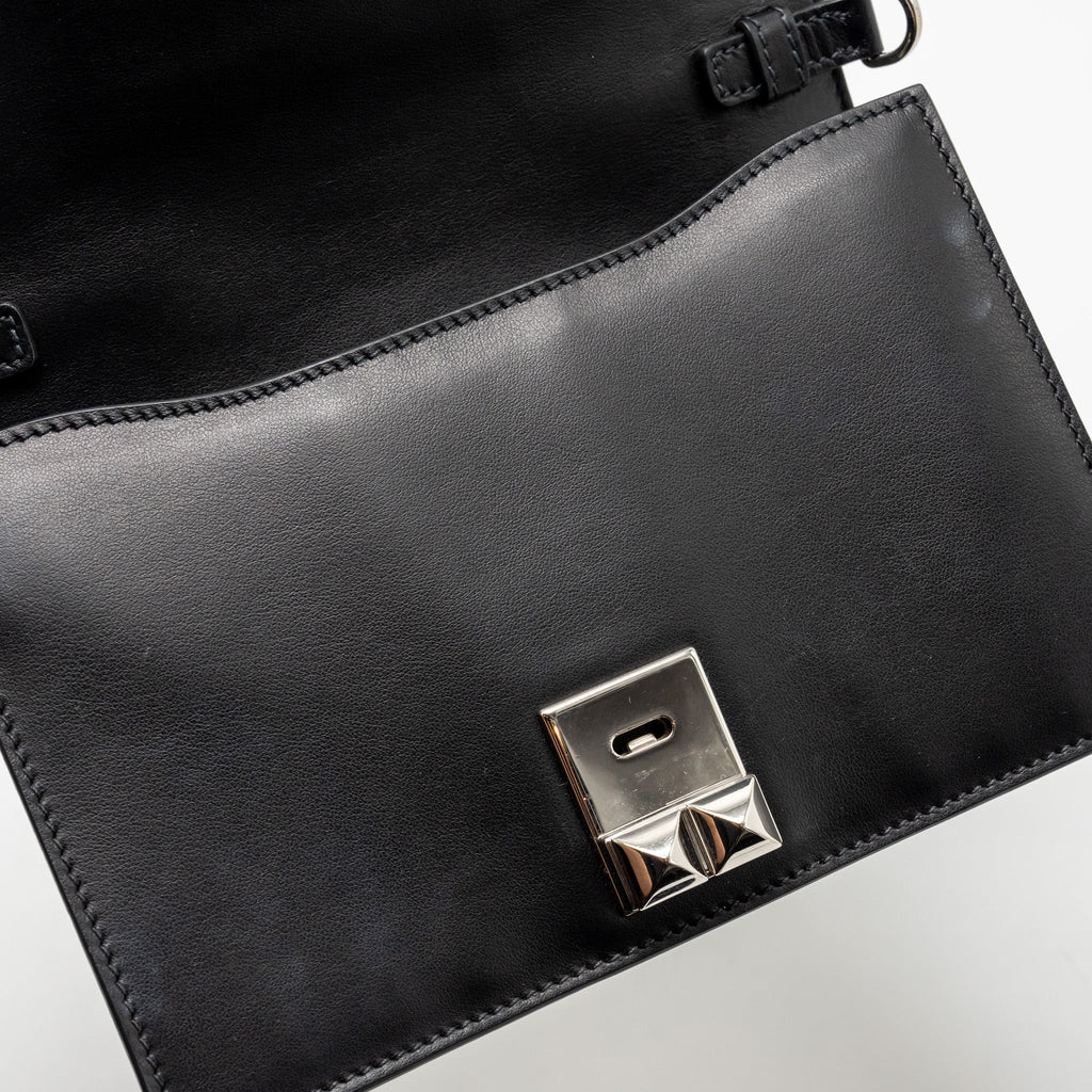PRADA ELECTRA CITY FLAP BAG CALFSKIN BLACK/RED SHW