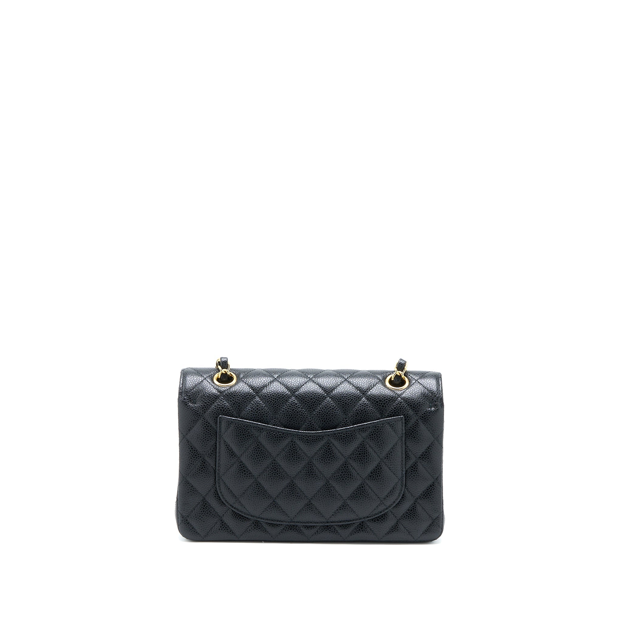 CHANEL SMALL CLASSIC FLAP BAG CAVIAR BLACK GHW (MICROCHIP)