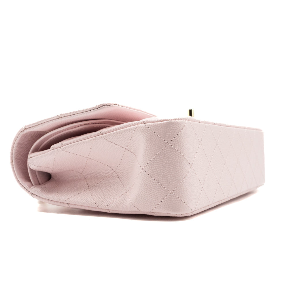 CHANEL MEDIUM CLASSIC DOUBLE FLAP BAG CAVIAR LIGHT PINK LGHW (MICROCHIP)