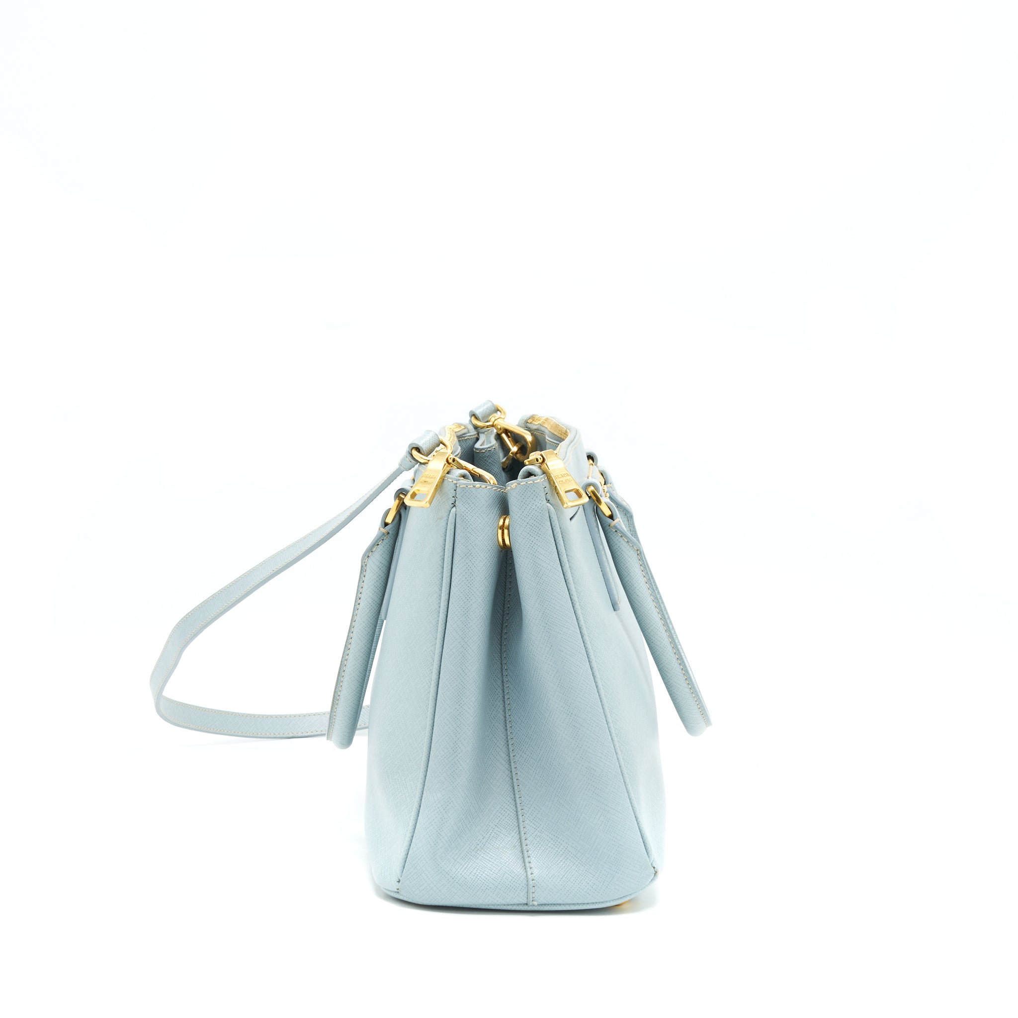 PRADA SMALL SAFFIANO LEATHER TOTE BAG LIGHT BLUE GHW