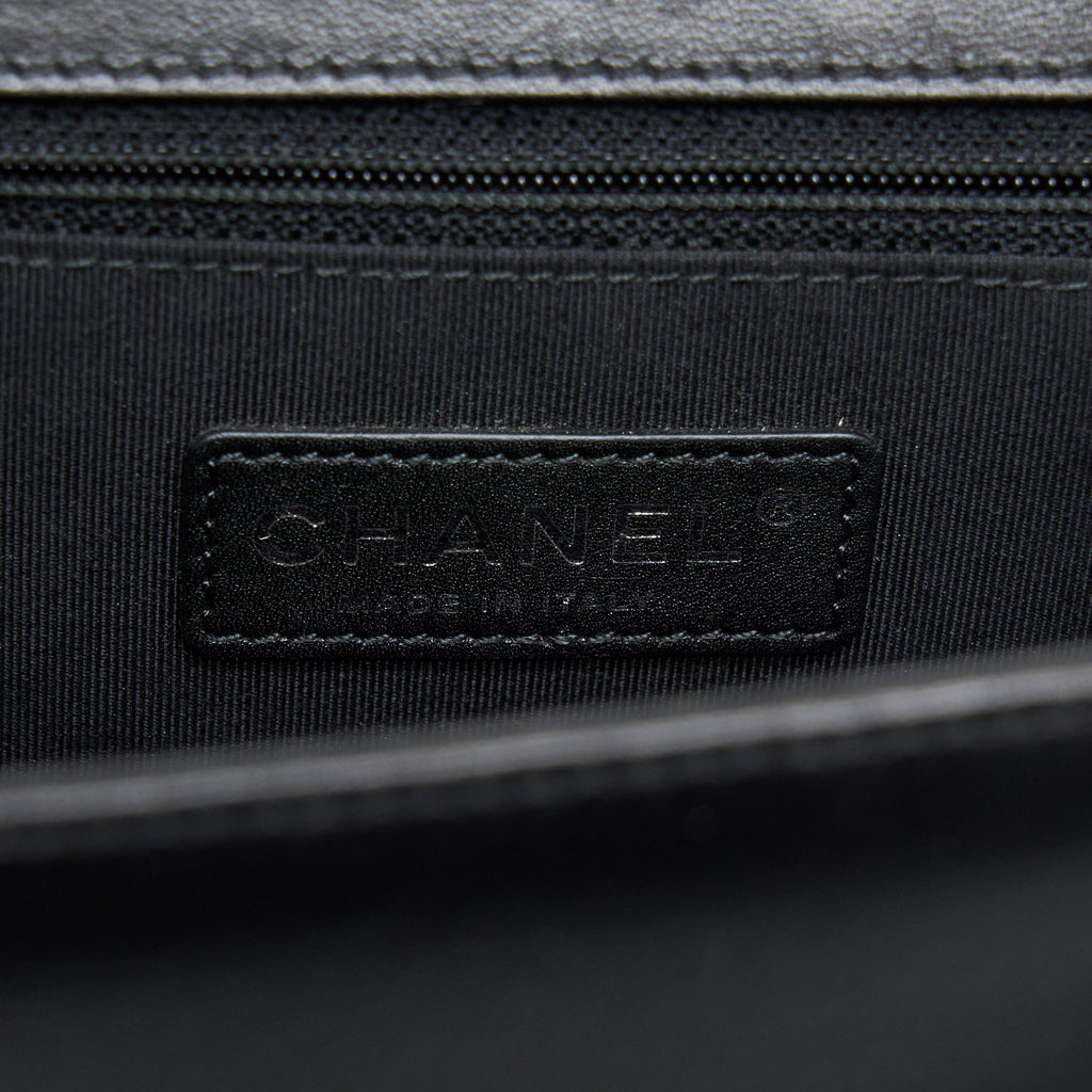 CHANEL MEDIUM BOY BAG LAMBSKIN BLACK RUTHENIUM SHW
