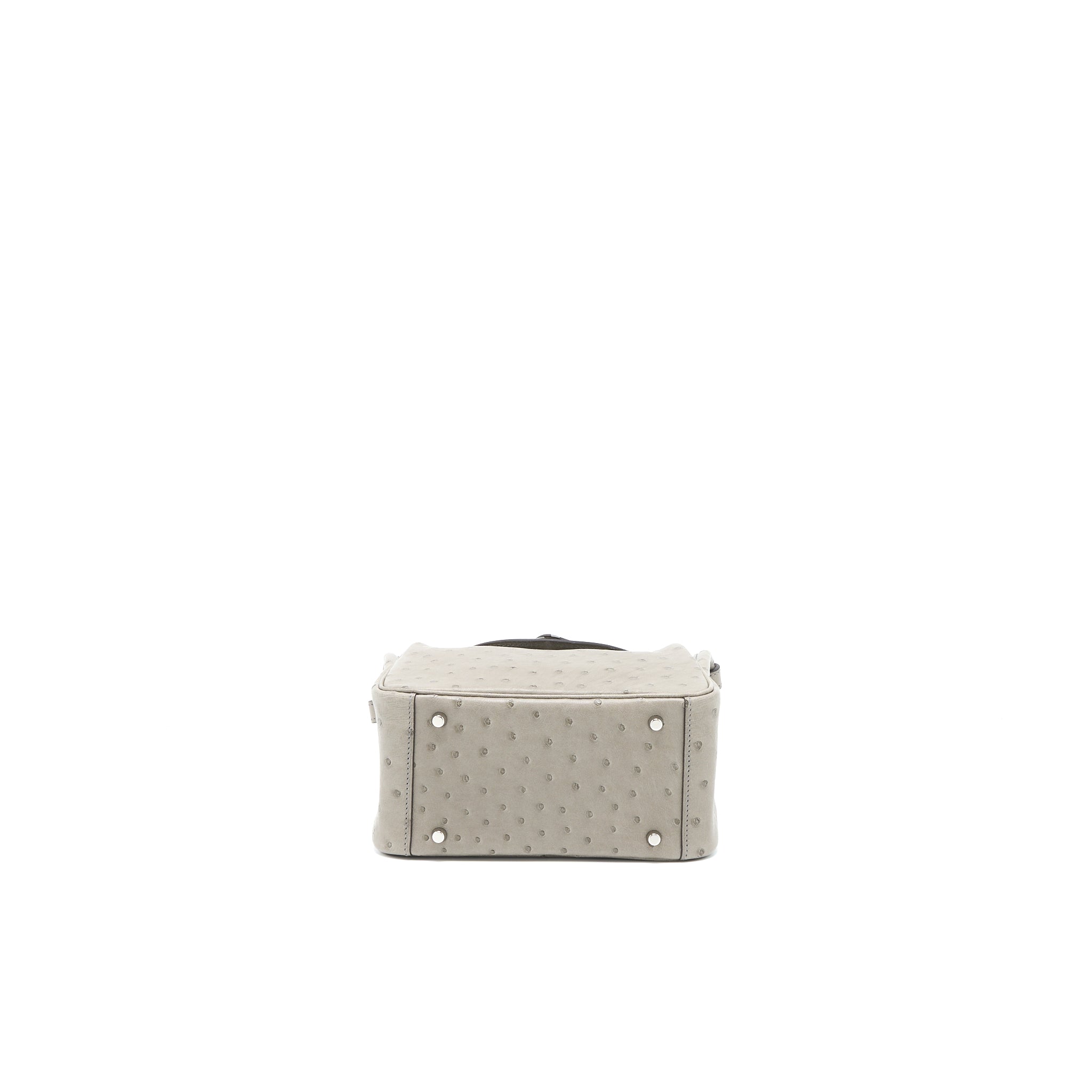HERMES MINI LINDY OSTRICH 81 GRIS TOURTERELLE SHW