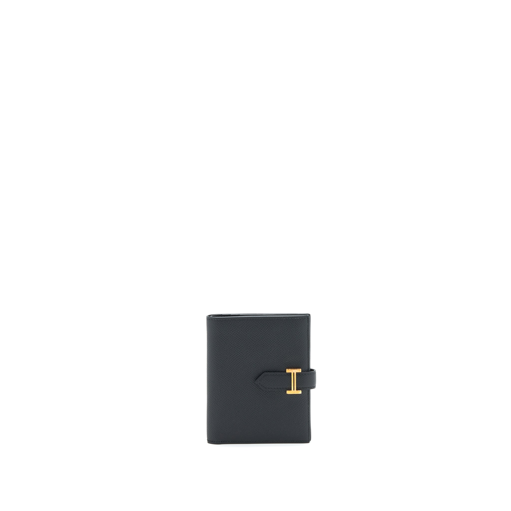 HERMES BEARN COMPACT WALLET BLACK GHW
