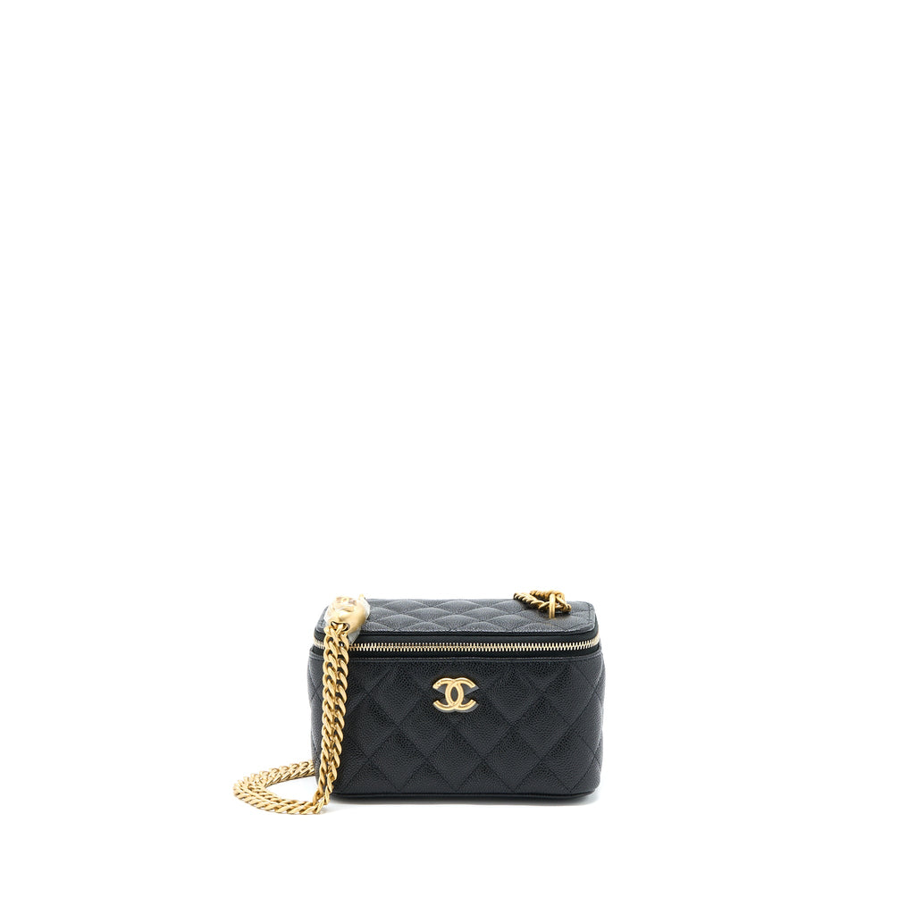 CHANEL 23P COCO LOVE LONG VANITY CAVIAR BLACK BRUSHED GHW (MICROCHIP)