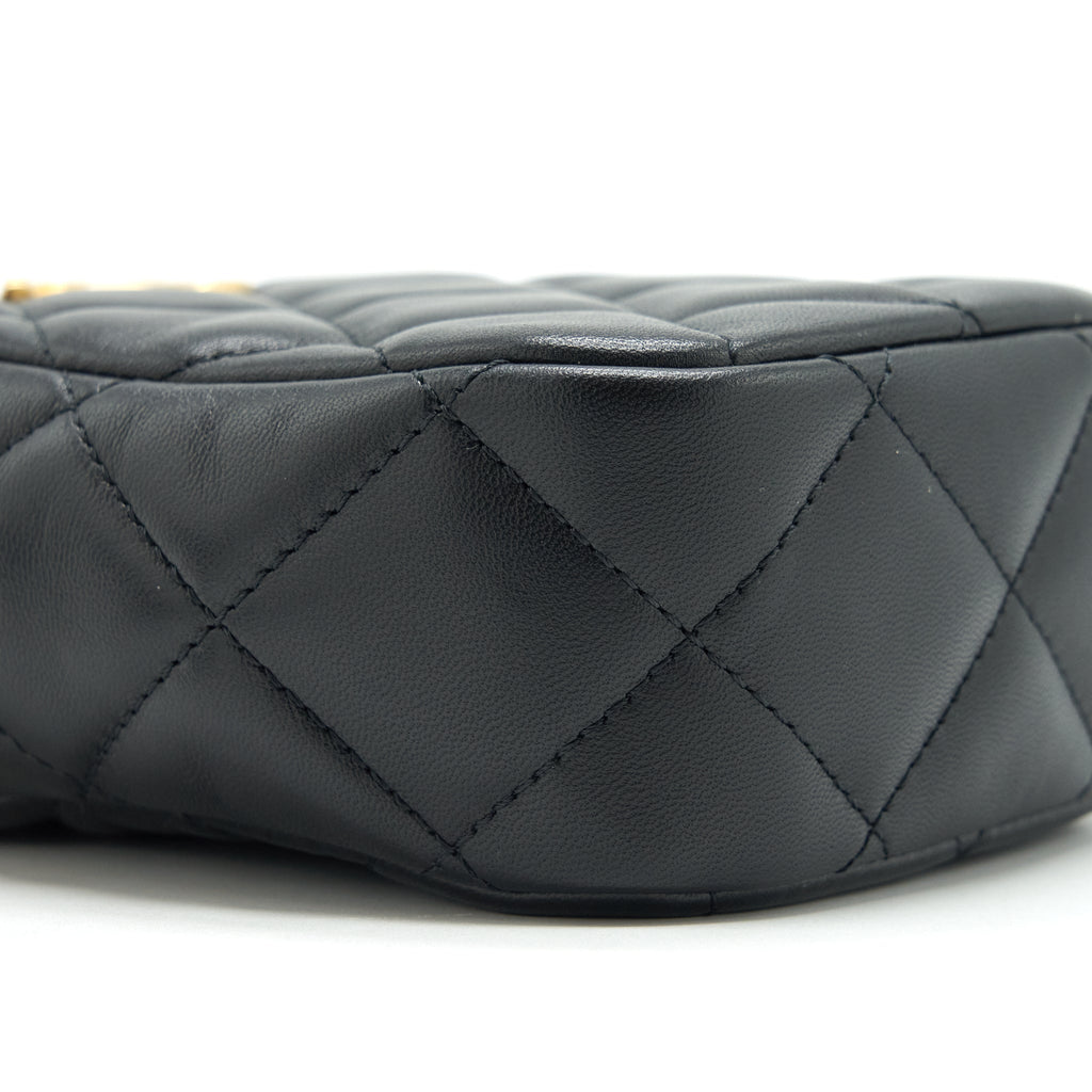 CHANEL 22C MY PERFECT MINI CAMERA CASE LAMBSKIN BLACK GHW(MICROCHIP)