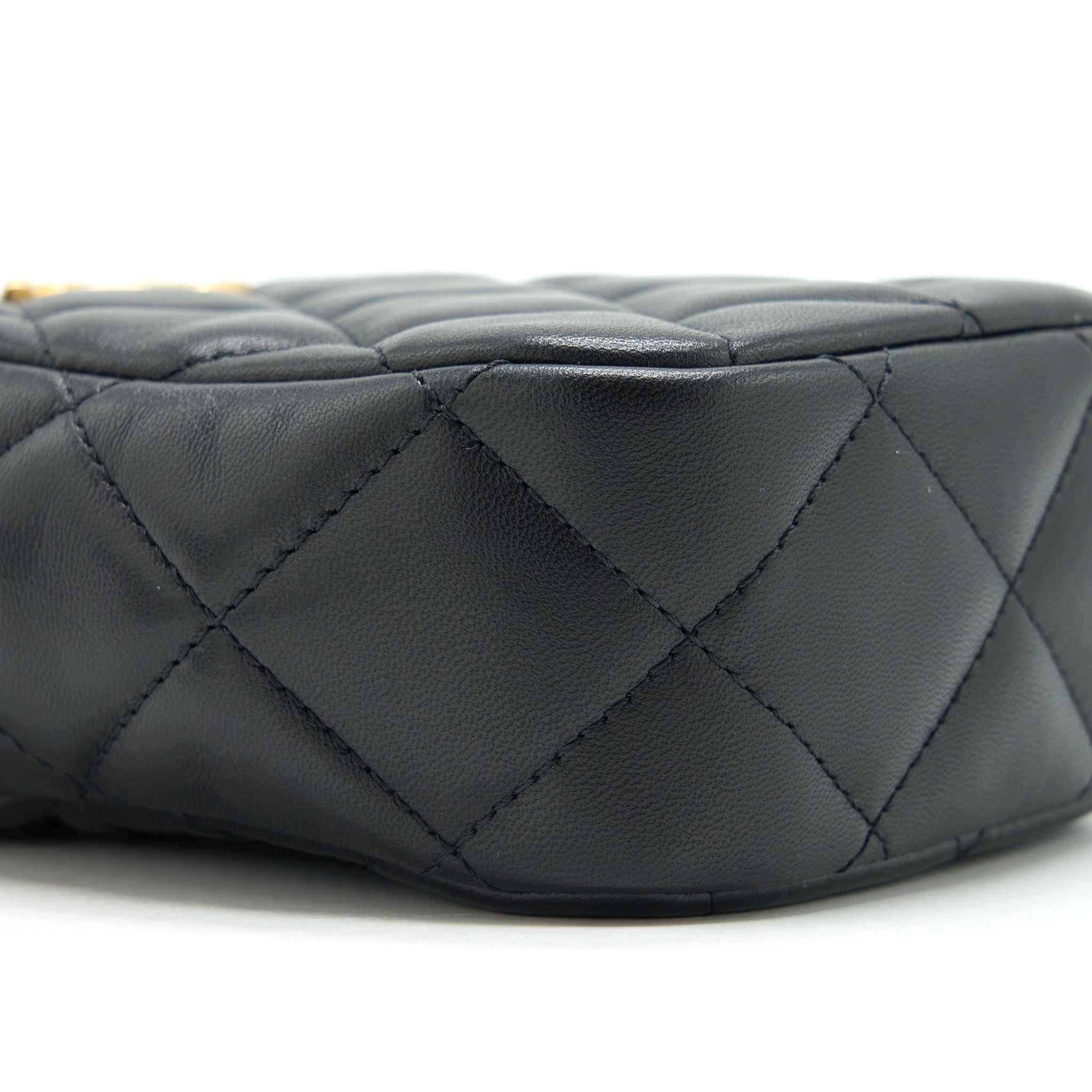 CHANEL 22C MY PERFECT MINI CAMERA CASE LAMBSKIN BLACK GHW(MICROCHIP)