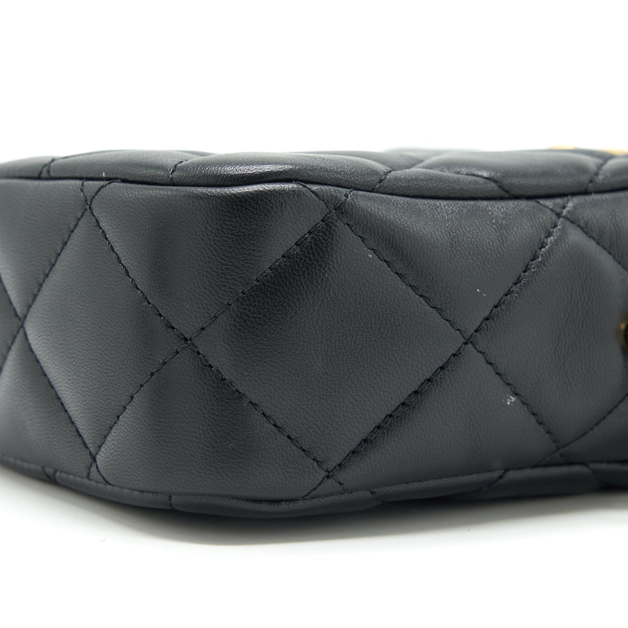 CHANEL 22C MY PERFECT MINI CAMERA CASE LAMBSKIN BLACK GHW(MICROCHIP)
