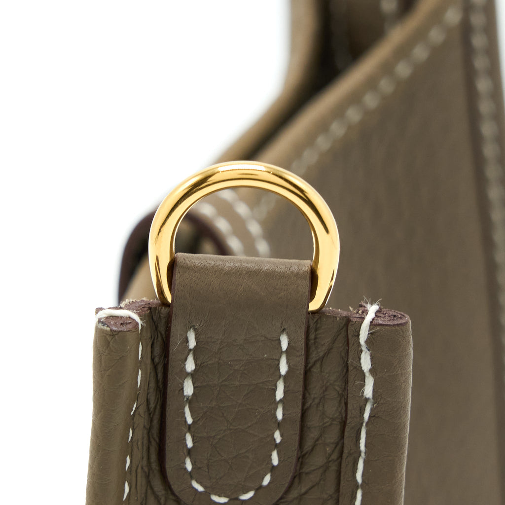 HERMES MINI EVELYN CLEMENCE ETOUPE / BLUE INDIGO GHW