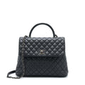 CHANEL COCO HANDLE FLAP BAG CAVIAR BLACK RUTHENIUM HARDWARE