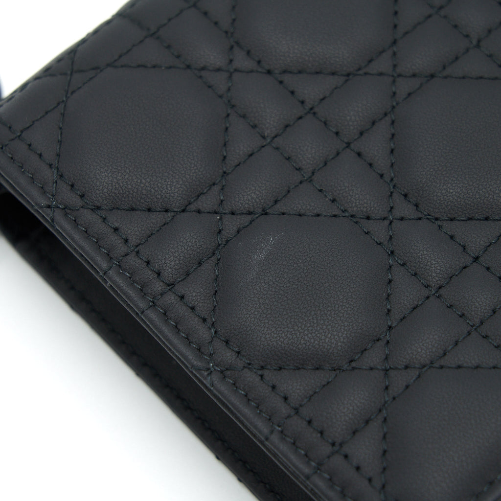 DIOR LADY DIOR POUCH ULTRAMATTE CANNAGE CALFSKIN BLACK HARDWARE