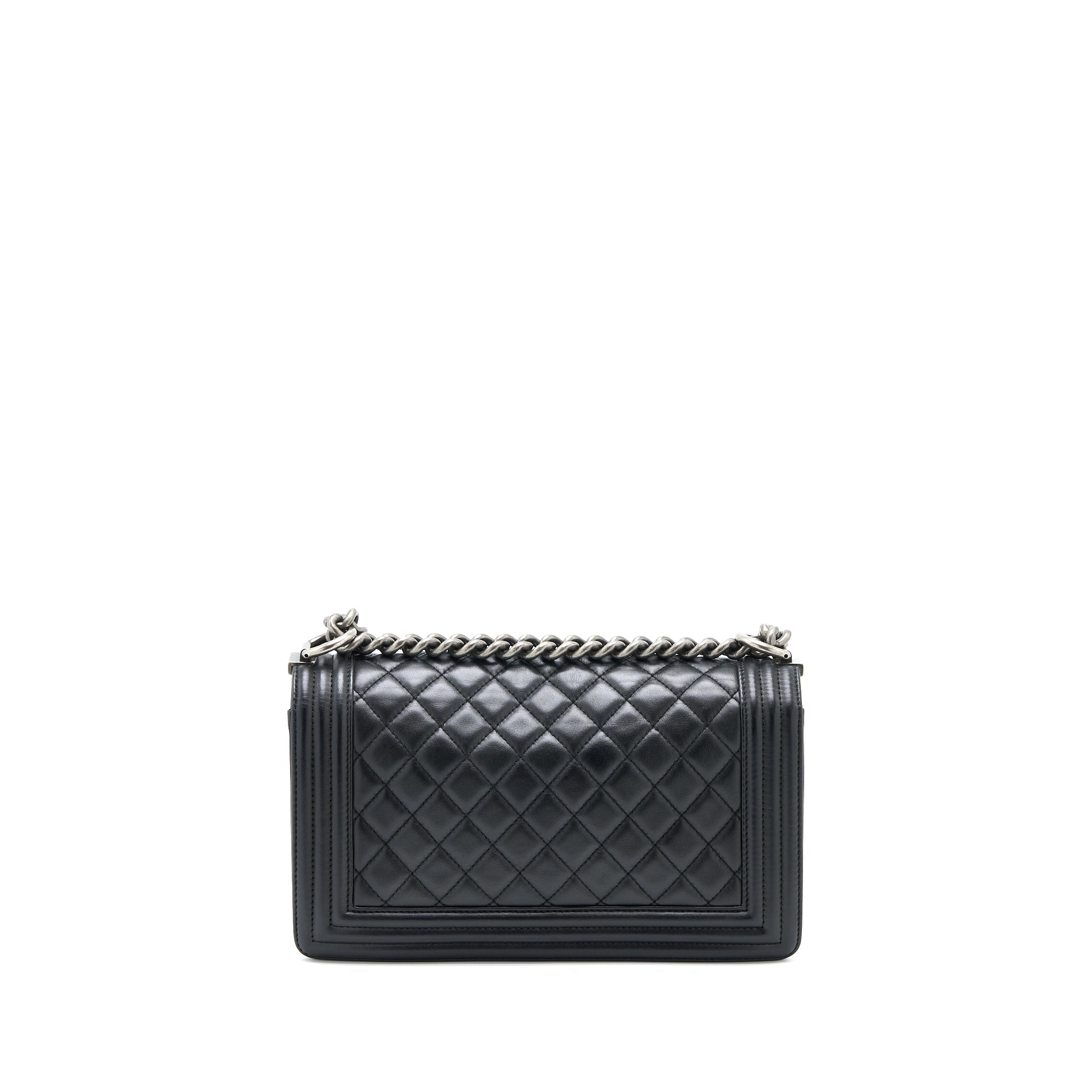 CHANEL MEDIUM BOY BAG LAMBSKIN BLACK RUTHENIUM SHW