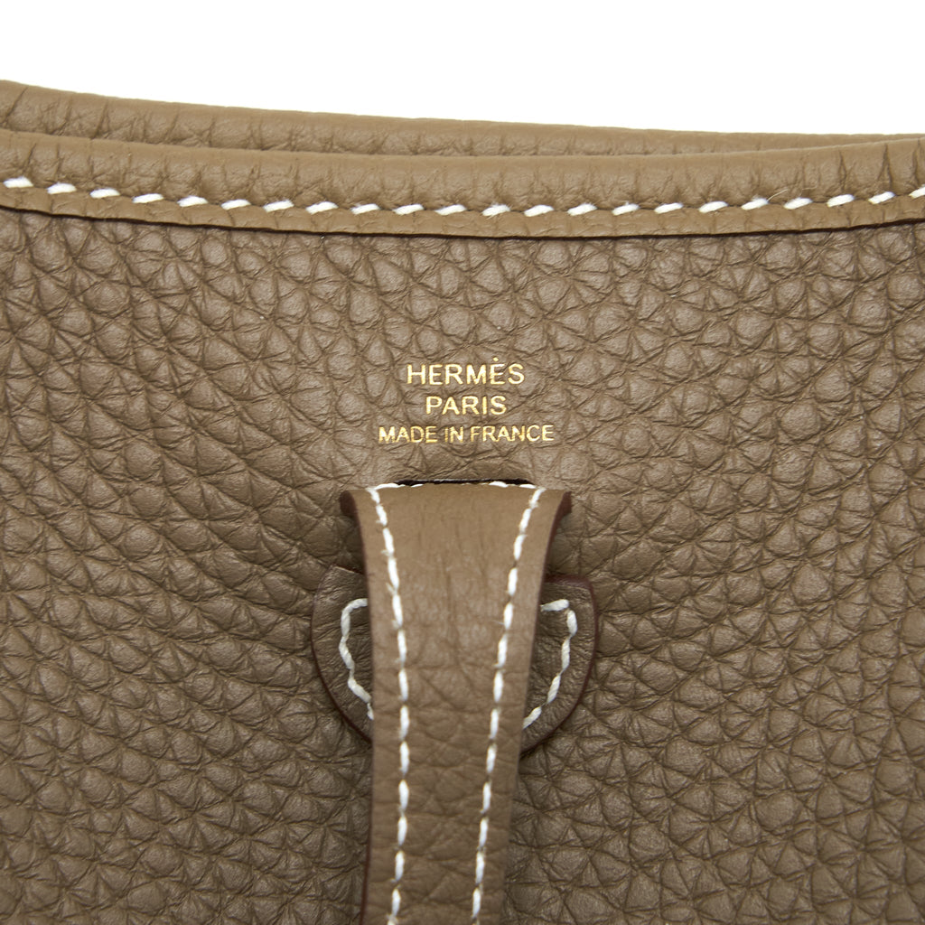 HERMES MINI EVELYN CLEMENCE ETOUPE/BLUE INDIGO GHW