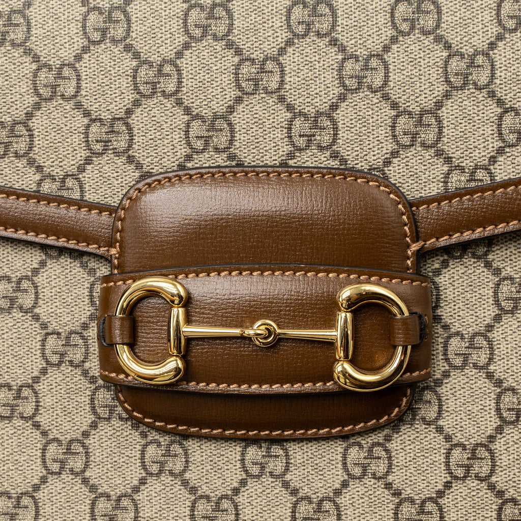 GUCCI HORSEBIT 1955 SHOULDER BAG GG SUPREME CANVAS BEIGE/EBONY GHW