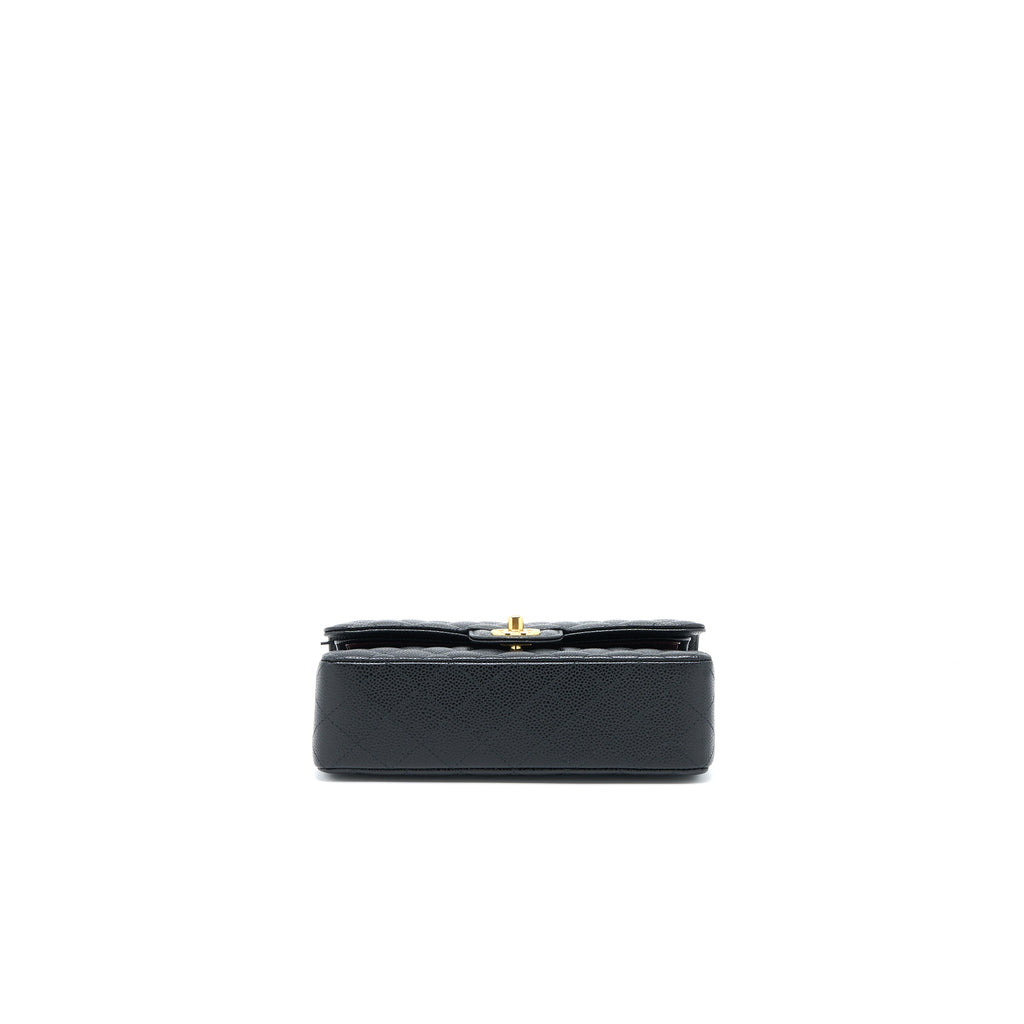 CHANEL SMALL CLASSIC DOUBLE FLAP BAG CAVIAR BLACK GHW (MICROCHIP)