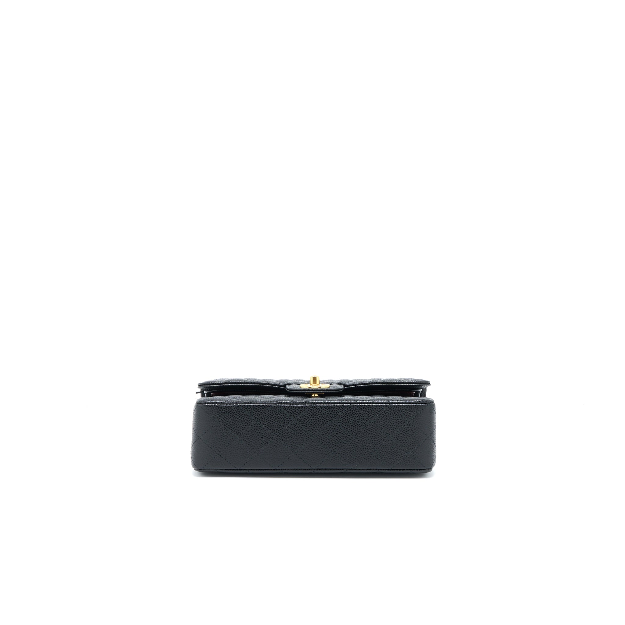 CHANEL SMALL CLASSIC DOUBLE FLAP BAG CAVIAR BLACK GHW (MICROCHIP)