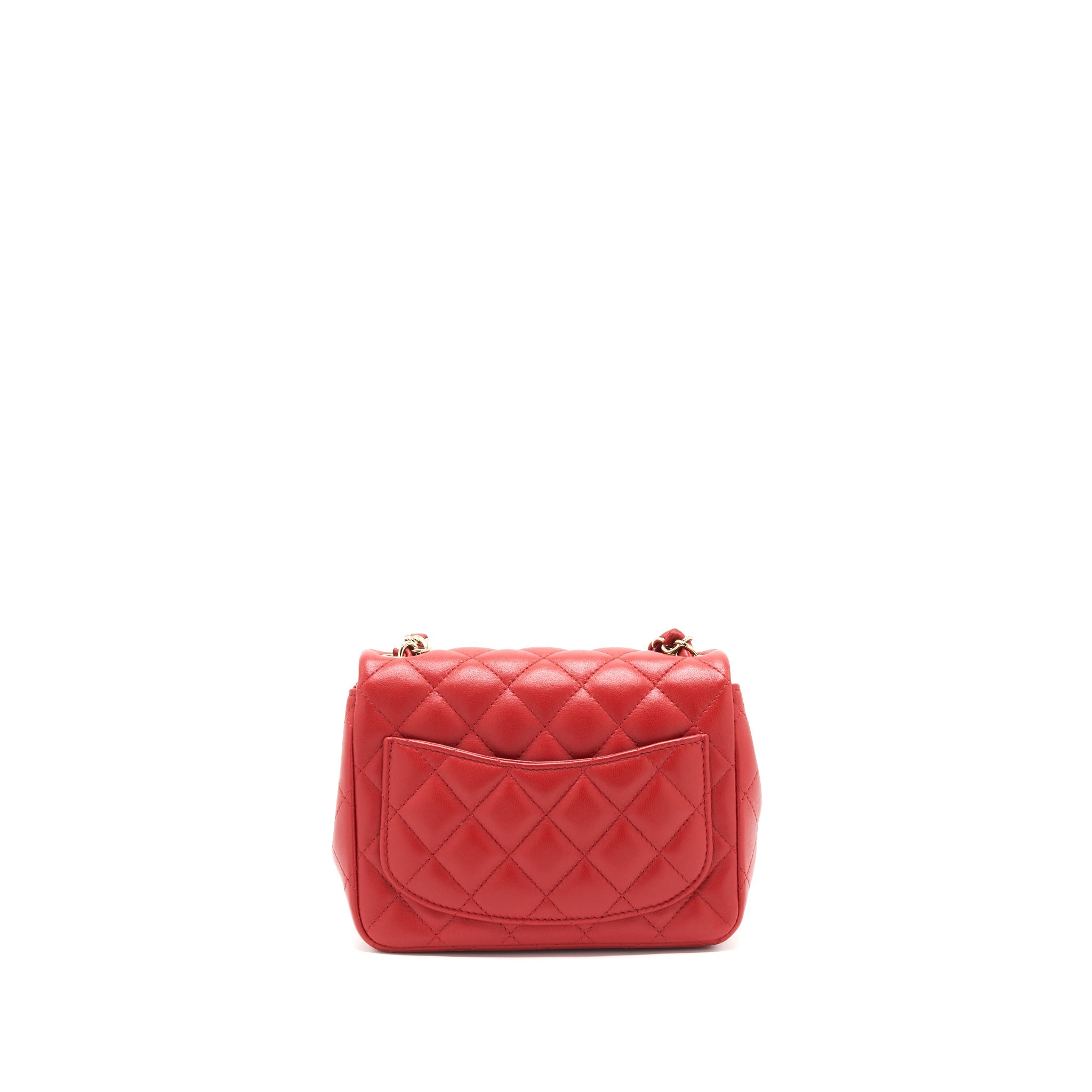 CHANEL MINI SQUARE FLAP BAG RED LGHW