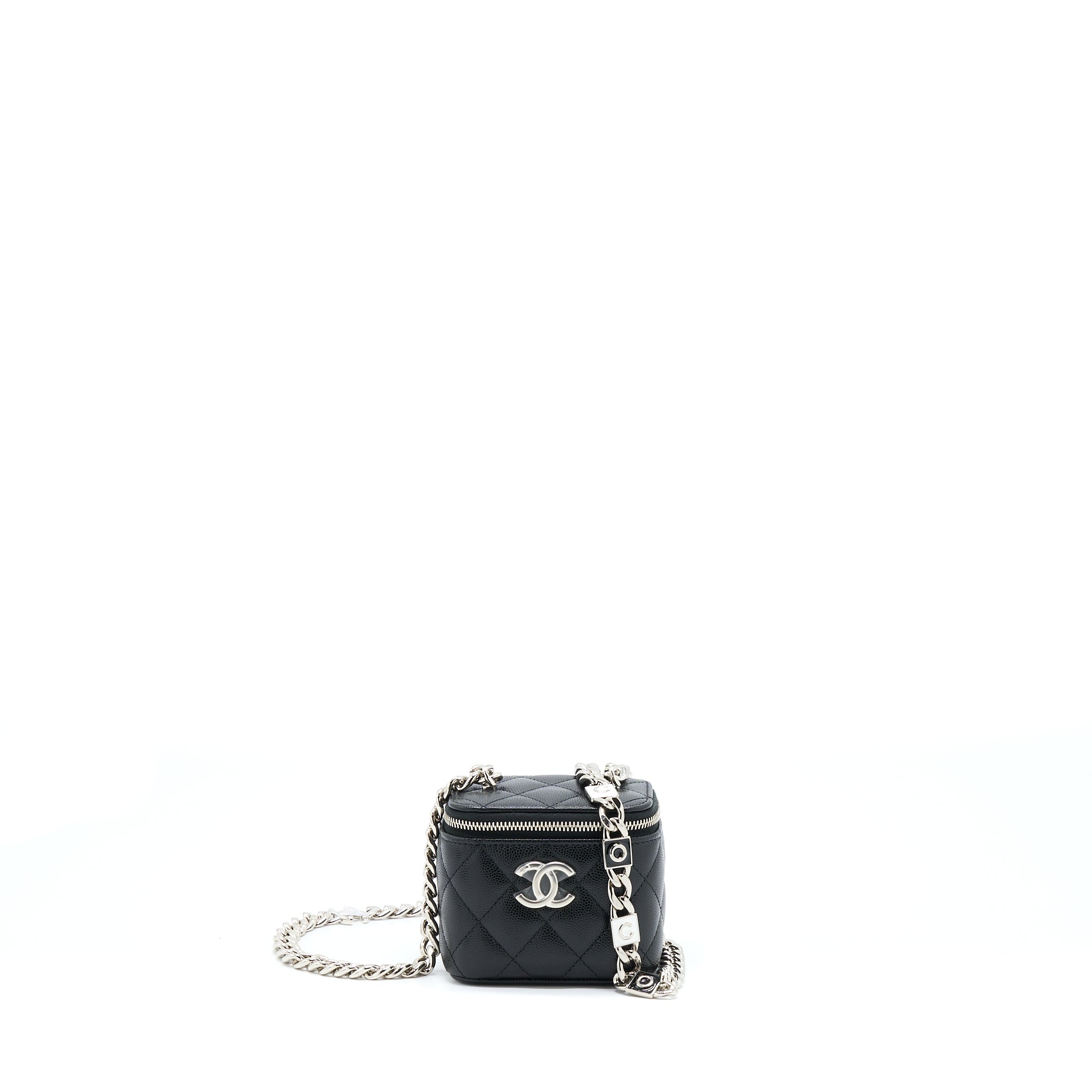 CHANEL MINI VANITY WITH GIANT CHAIN CAVIAR BLACK SHW