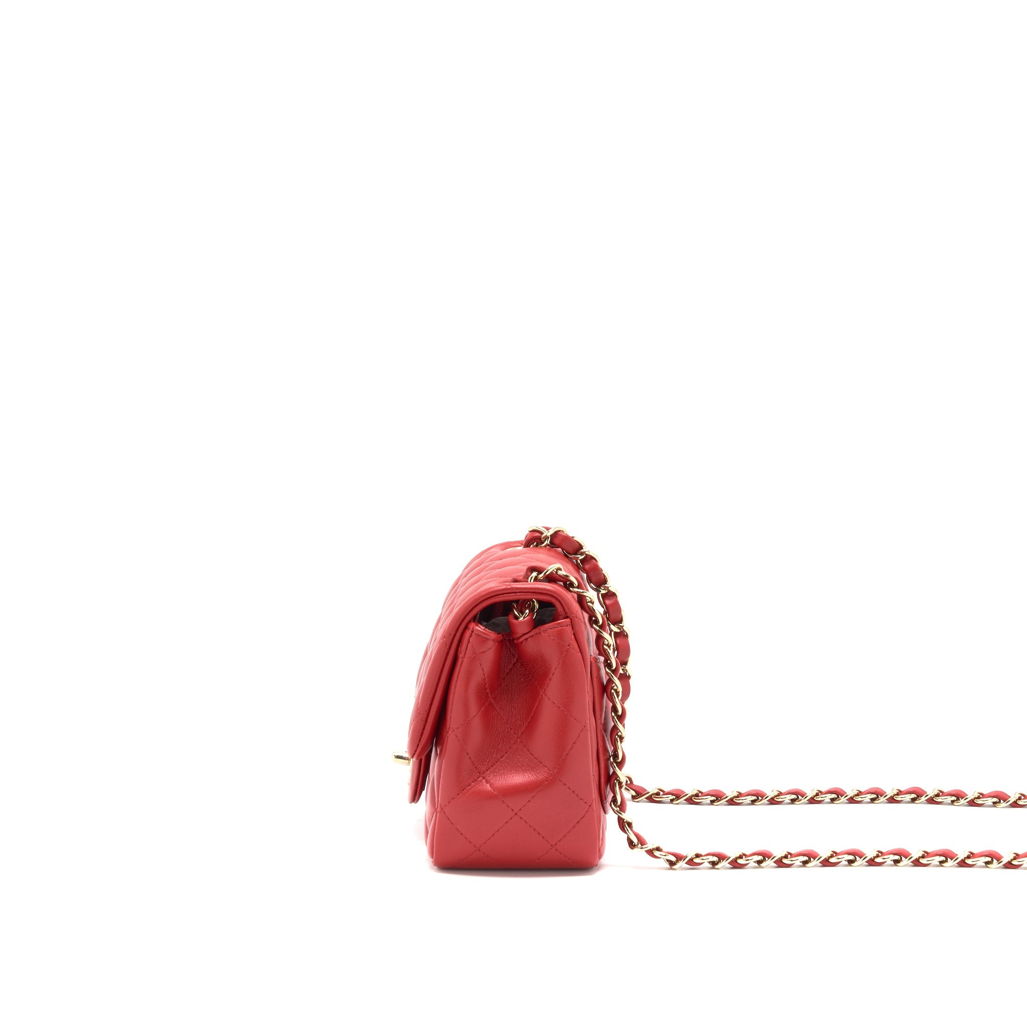 CHANEL MINI SQUARE FLAP BAG RED LGHW
