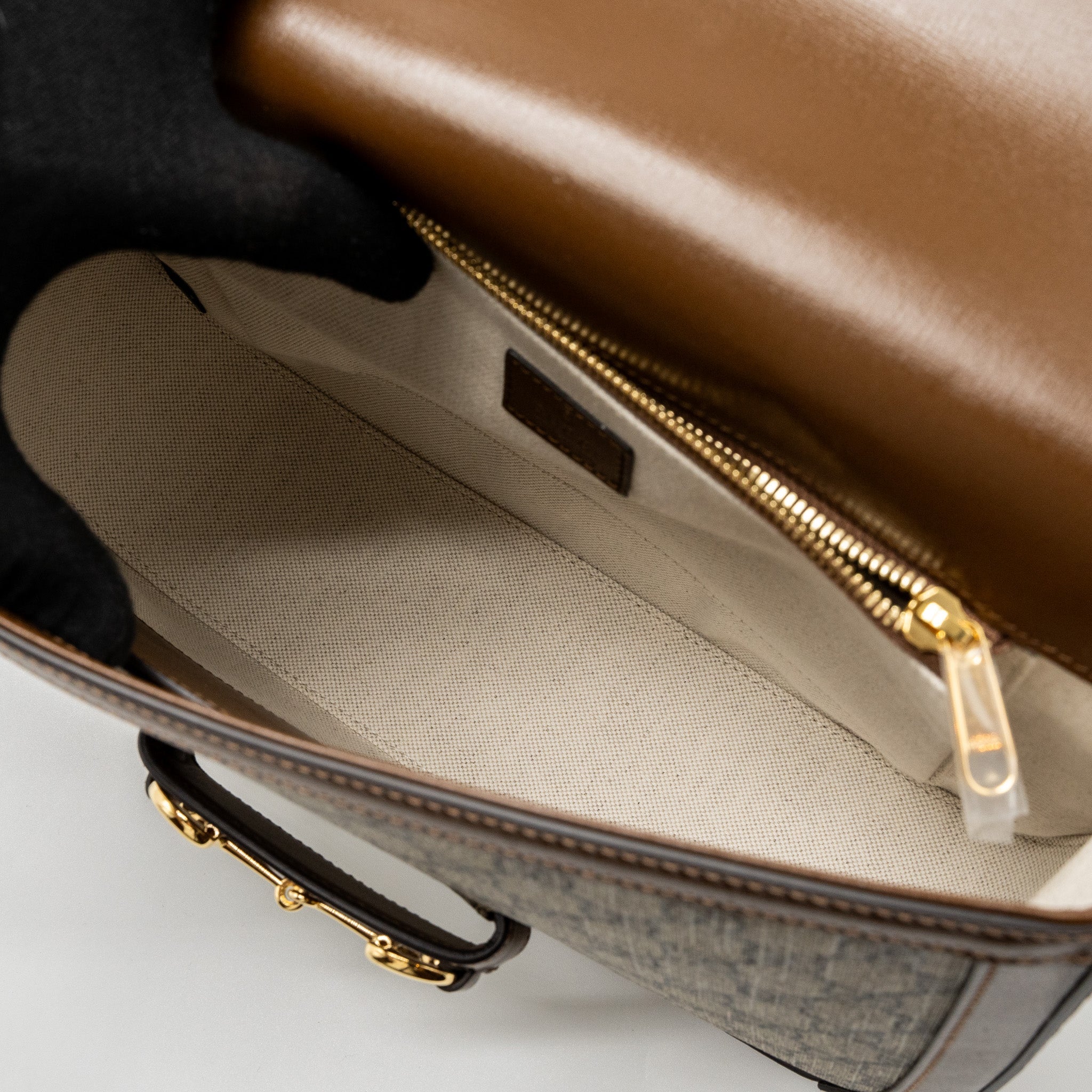 GUCCI HORSEBIT 1955 SHOULDER BAG GG SUPREME CANVAS BEIGE/EBONY GHW