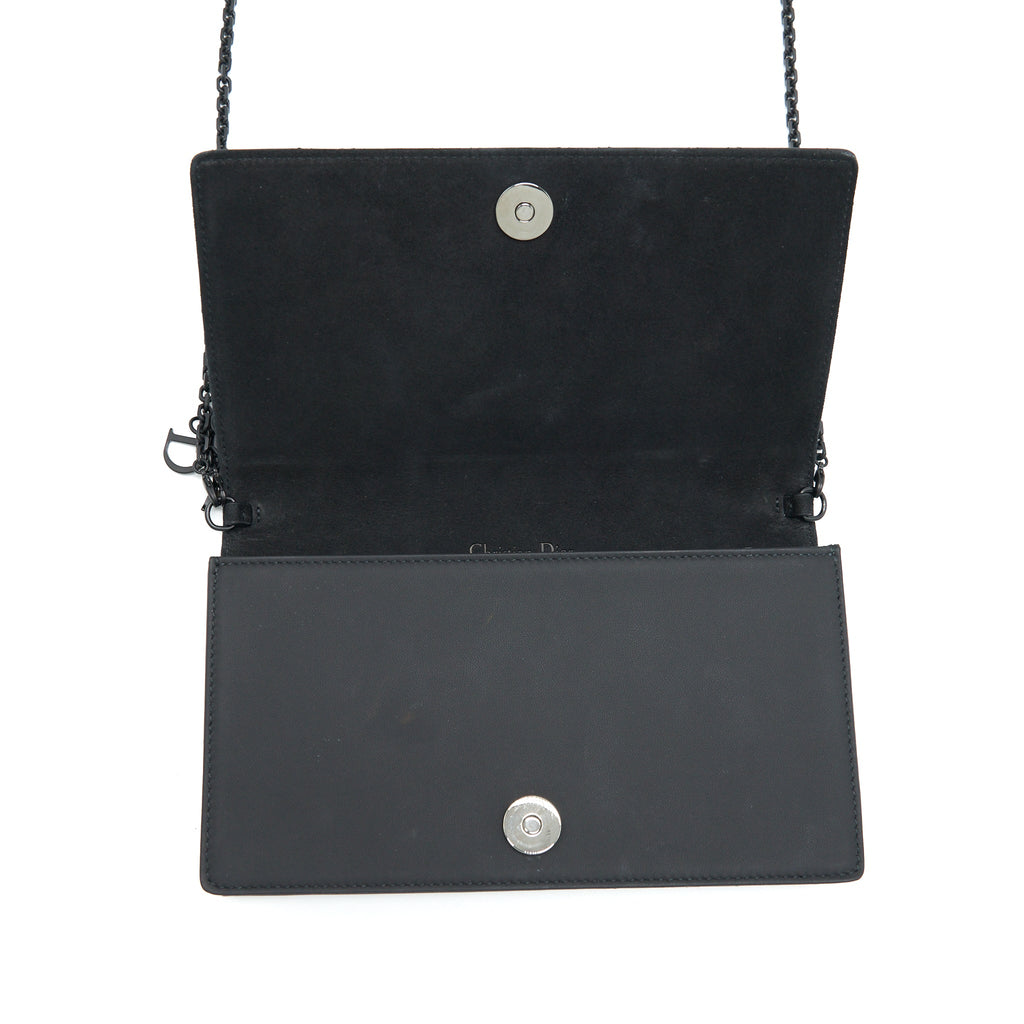 DIOR LADY DIOR POUCH ULTRAMATTE CANNAGE CALFSKIN BLACK HARDWARE